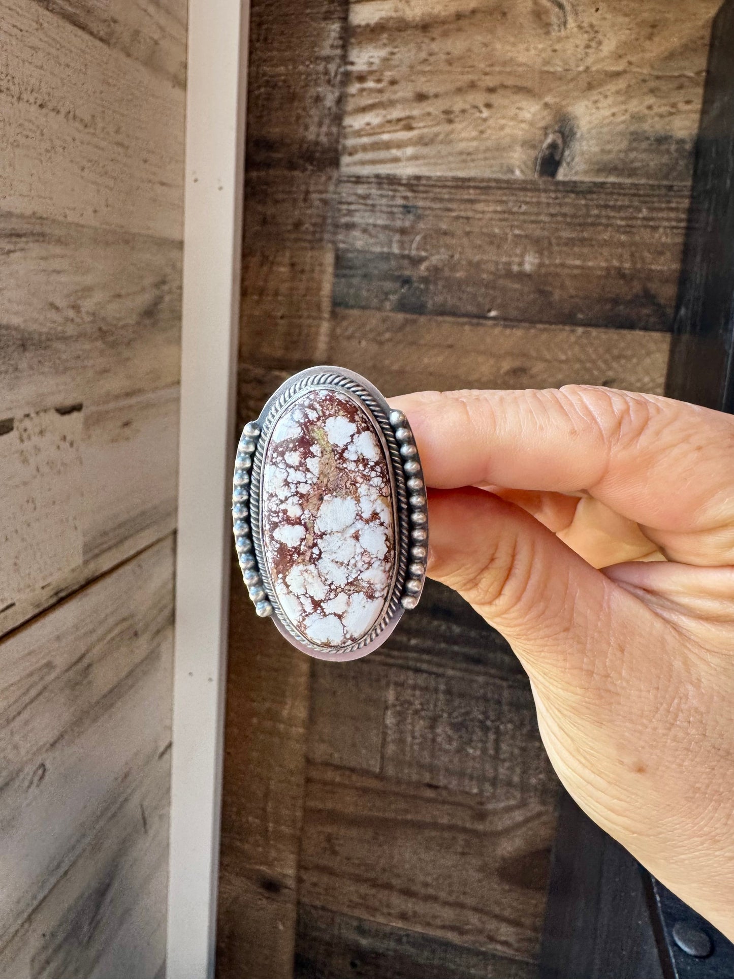 Adjustable Ring – Wild Horse Stone – Sterling Silver – Ned Nez Navajo Handmade