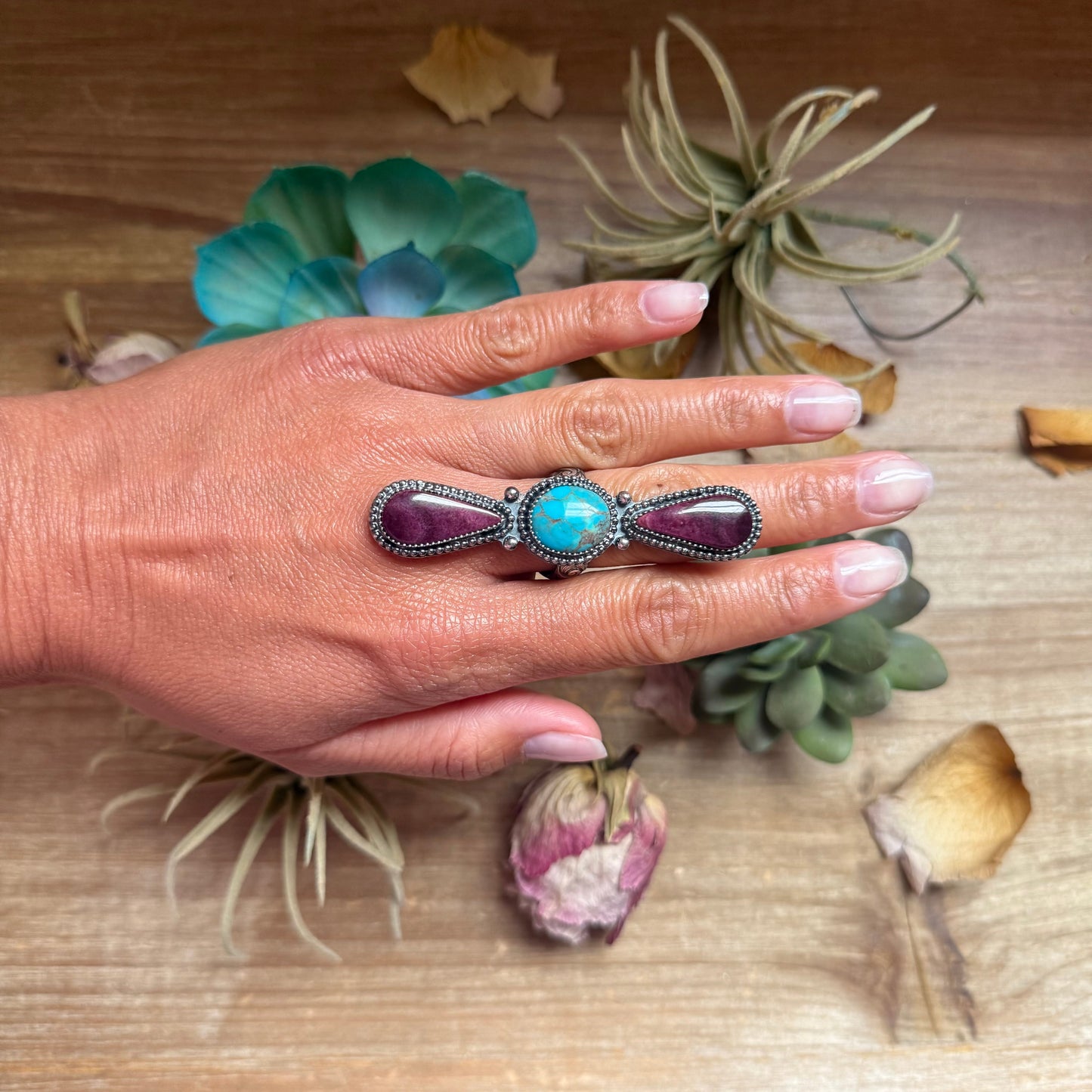 MJ Ring- Turquoise & Purple Spiny Ring