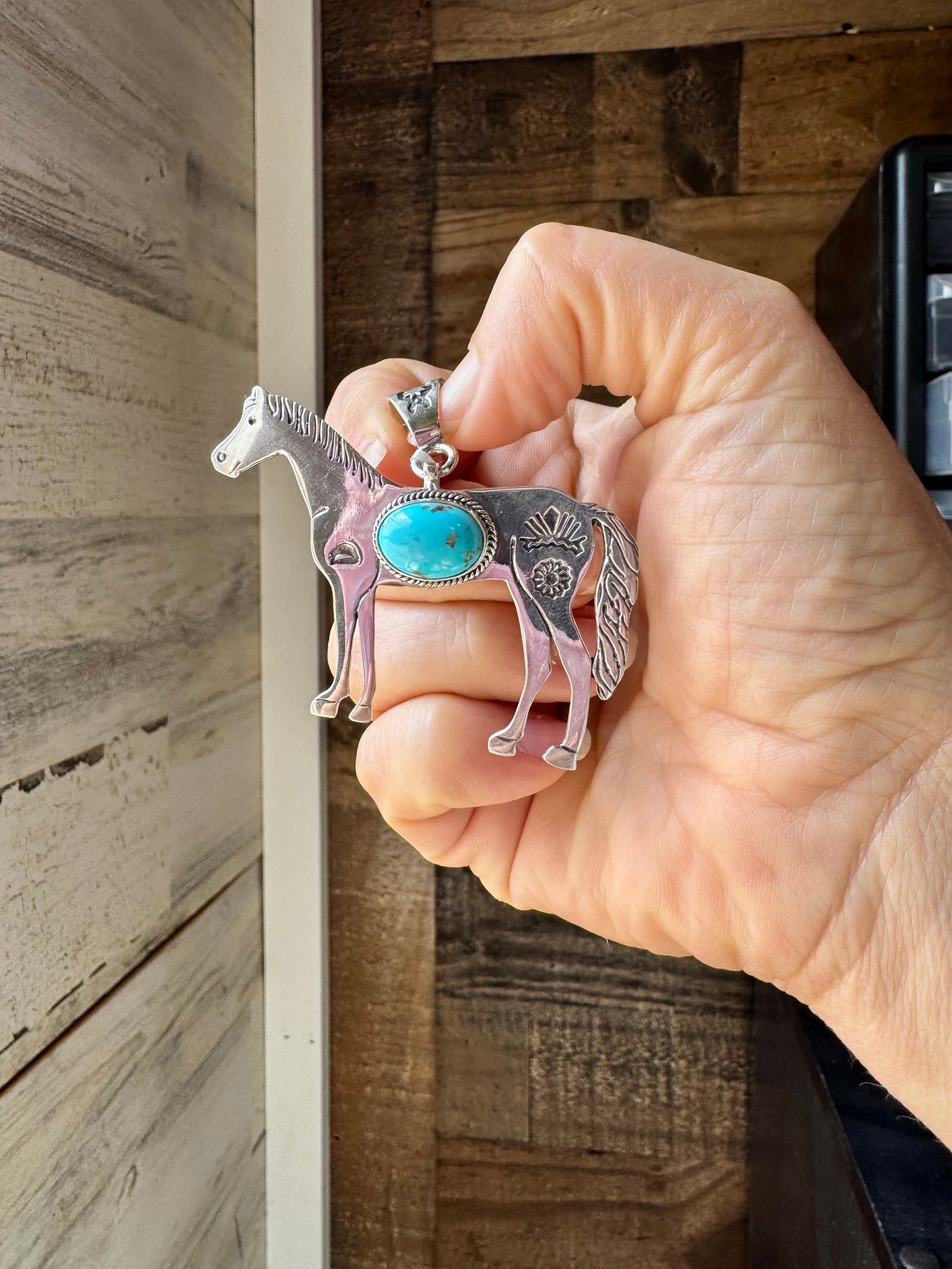 The Devon - Horse-Shaped Pendant with Kingman Turquoise