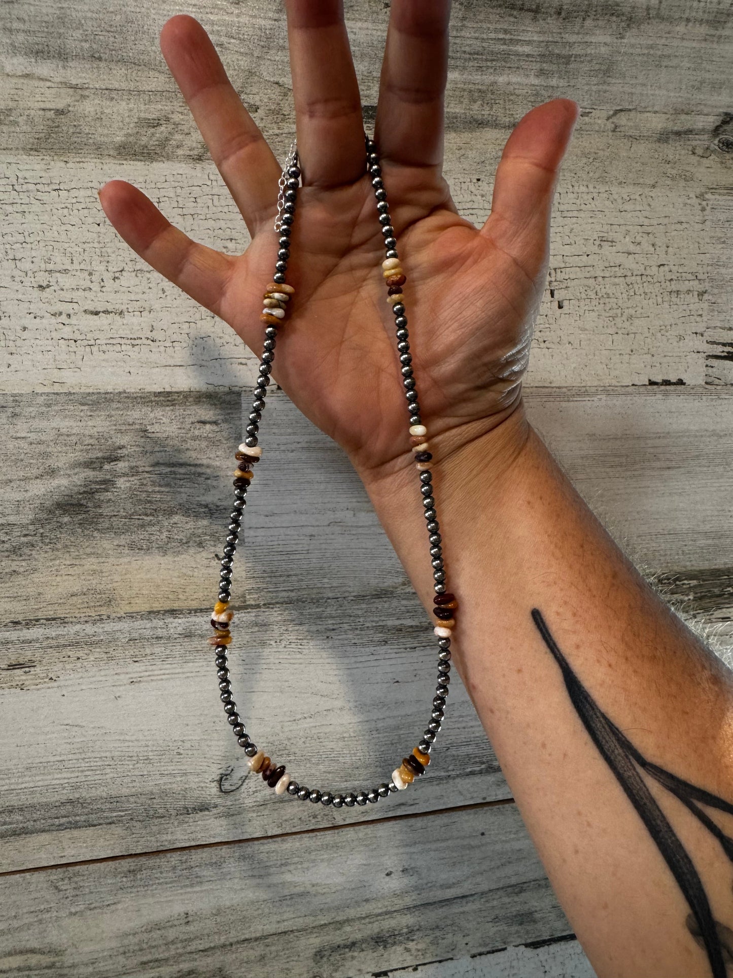 Nevada Opal & Sterling Silver Pearl Necklace – 4mm – Handmade by The Bijoux FAB – 19”