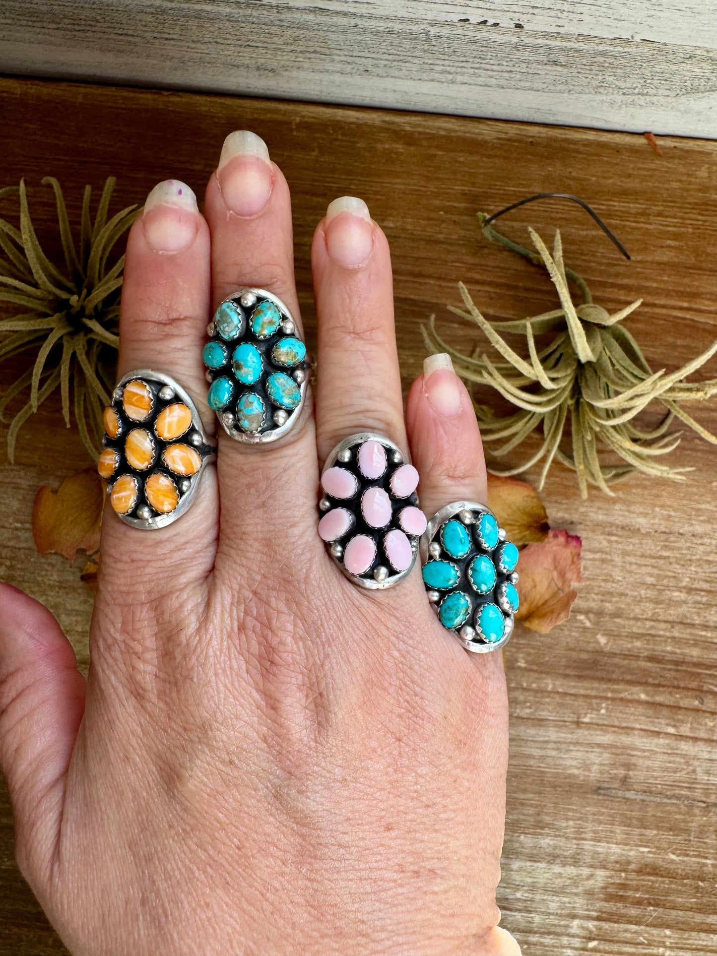 Stamp Yazzie Ring – Pick Your Color: Turquoise, Pink Conch, or Spiny Oyster size 7