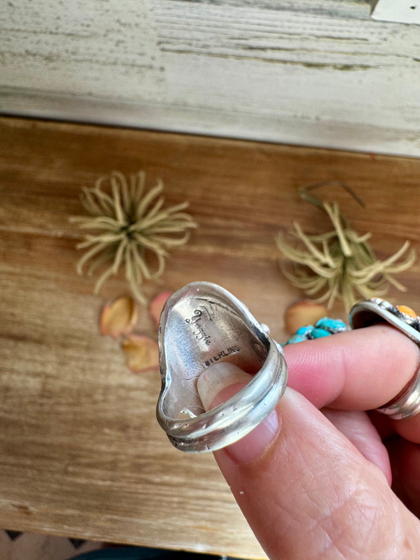 Stamp Yazzie Ring – Pick Your Color: Turquoise, Pink Conch, or Spiny Oyster size 7