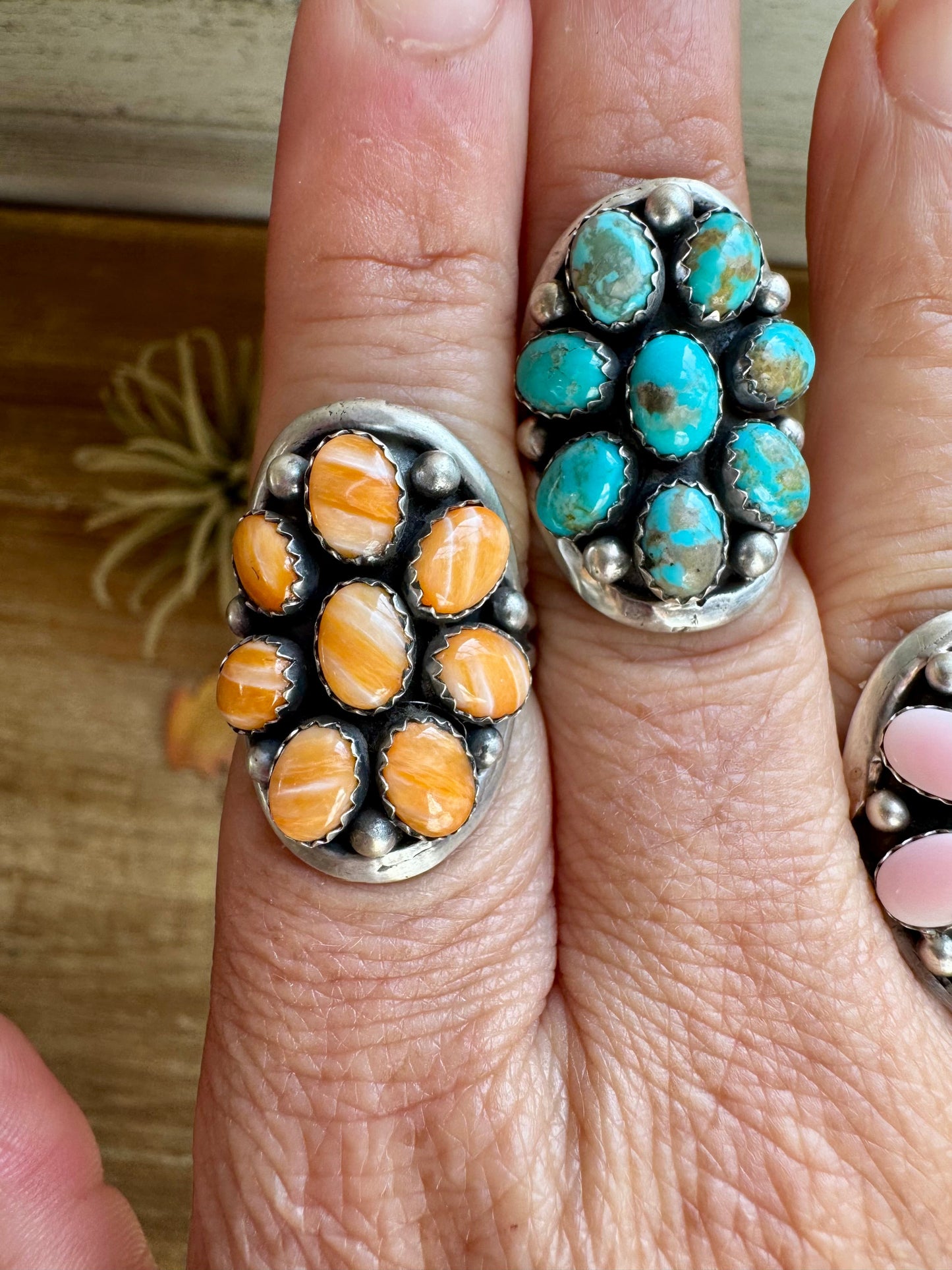 Stamp Yazzie Ring – Pick Your Color: Turquoise, Pink Conch, or Spiny Oyster size 7