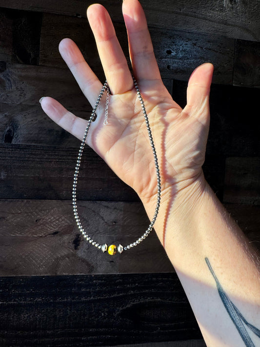 14 inch 3 mm sterling silver pearls choker - with bumblebees beads