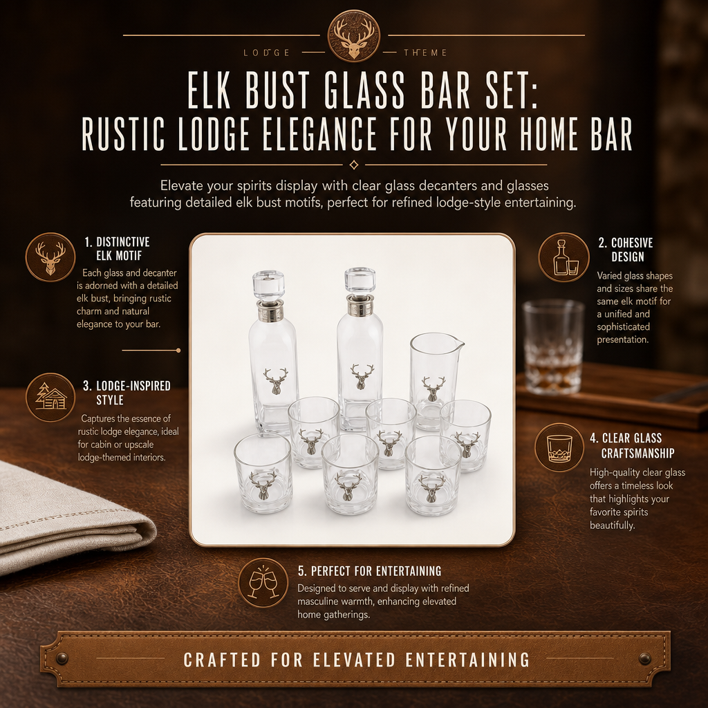 Elk Bust Glass Bar Set
