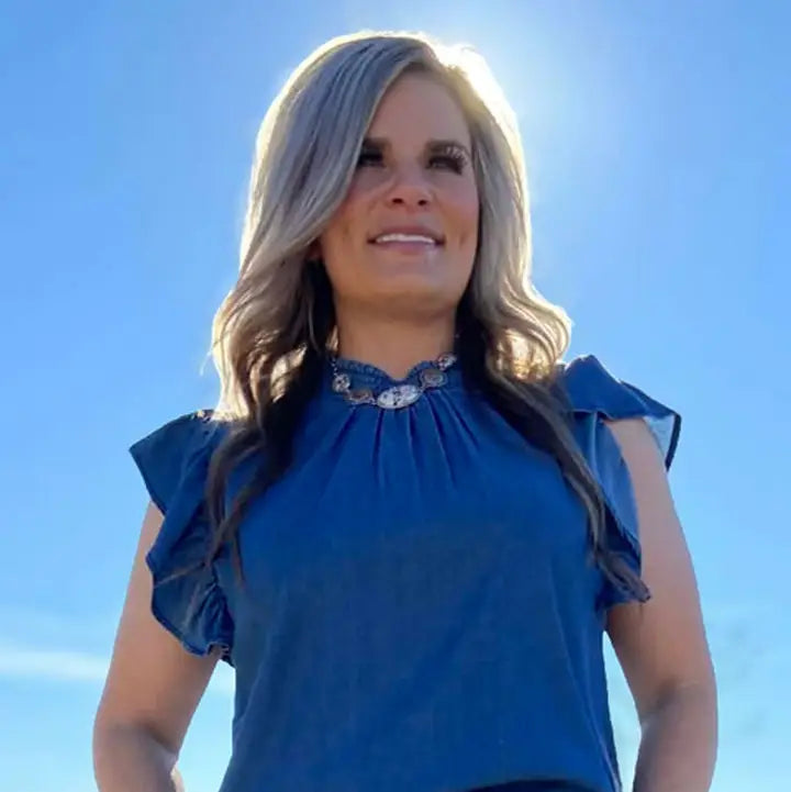 Baby Doll Top Denim-Dark Wash