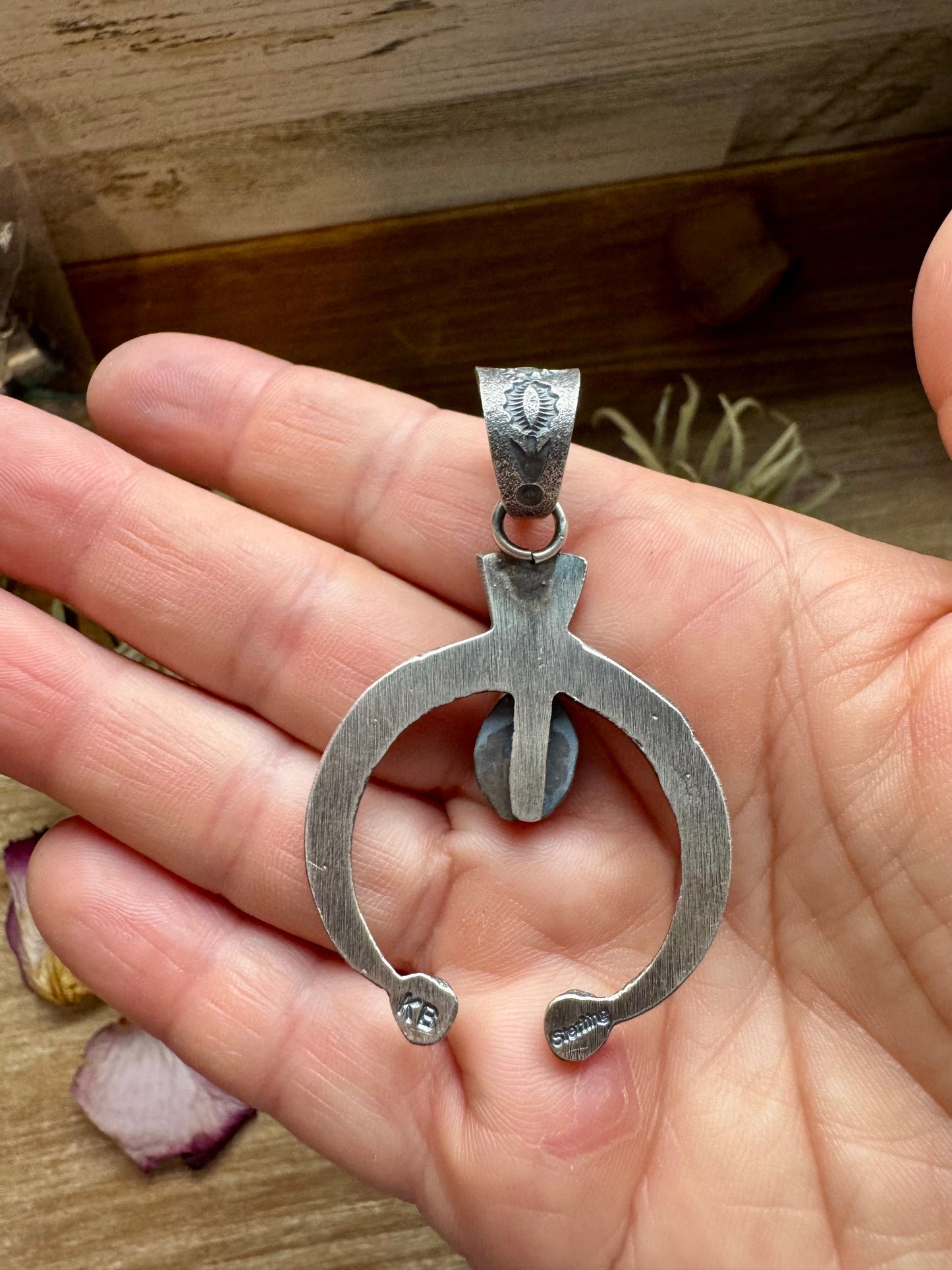 Naja Pendant with Golden Hill Turquoise – Option 2 – Sterling Silver – Native Made by KB – Fits 8mm