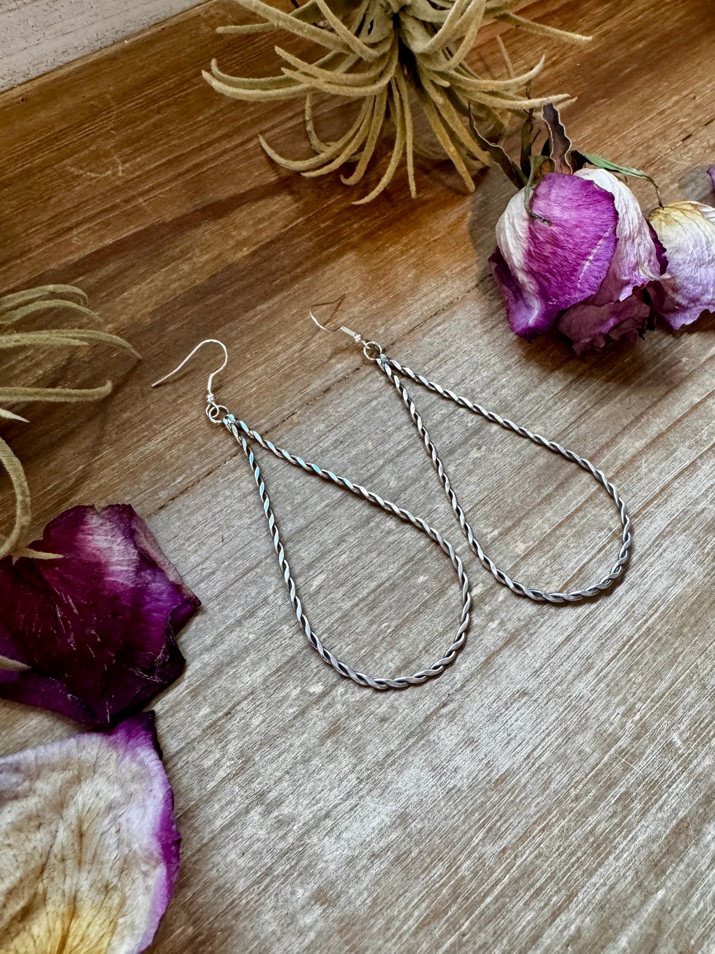 Sterling Silver Teardrop Rope Earrings – Lightweight