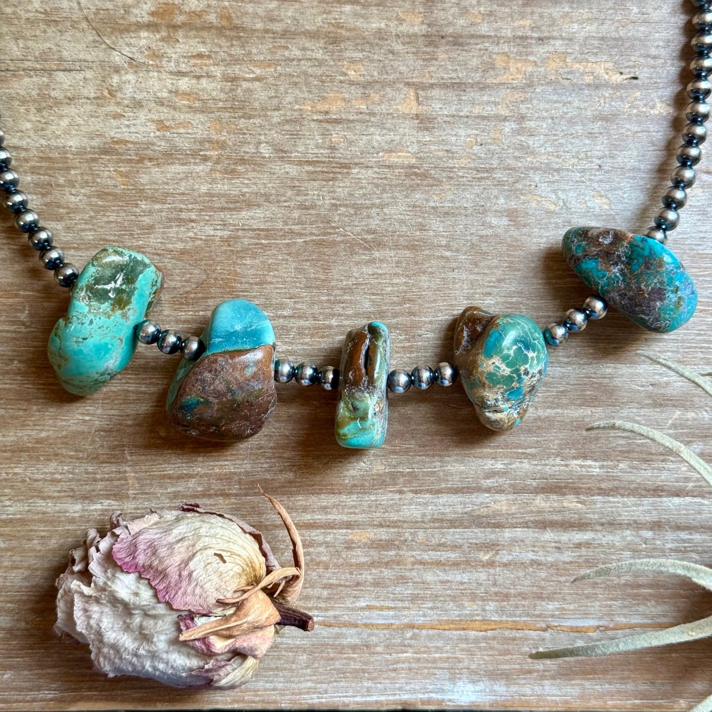 Chunky Green Turquoise Nugget Necklace – 19" Plus Extender