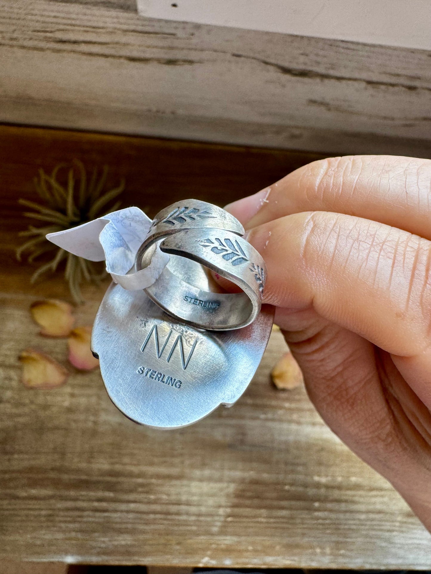 Adjustable Ring – Wild Horse Stone – Sterling Silver – Ned Nez Navajo Handmade