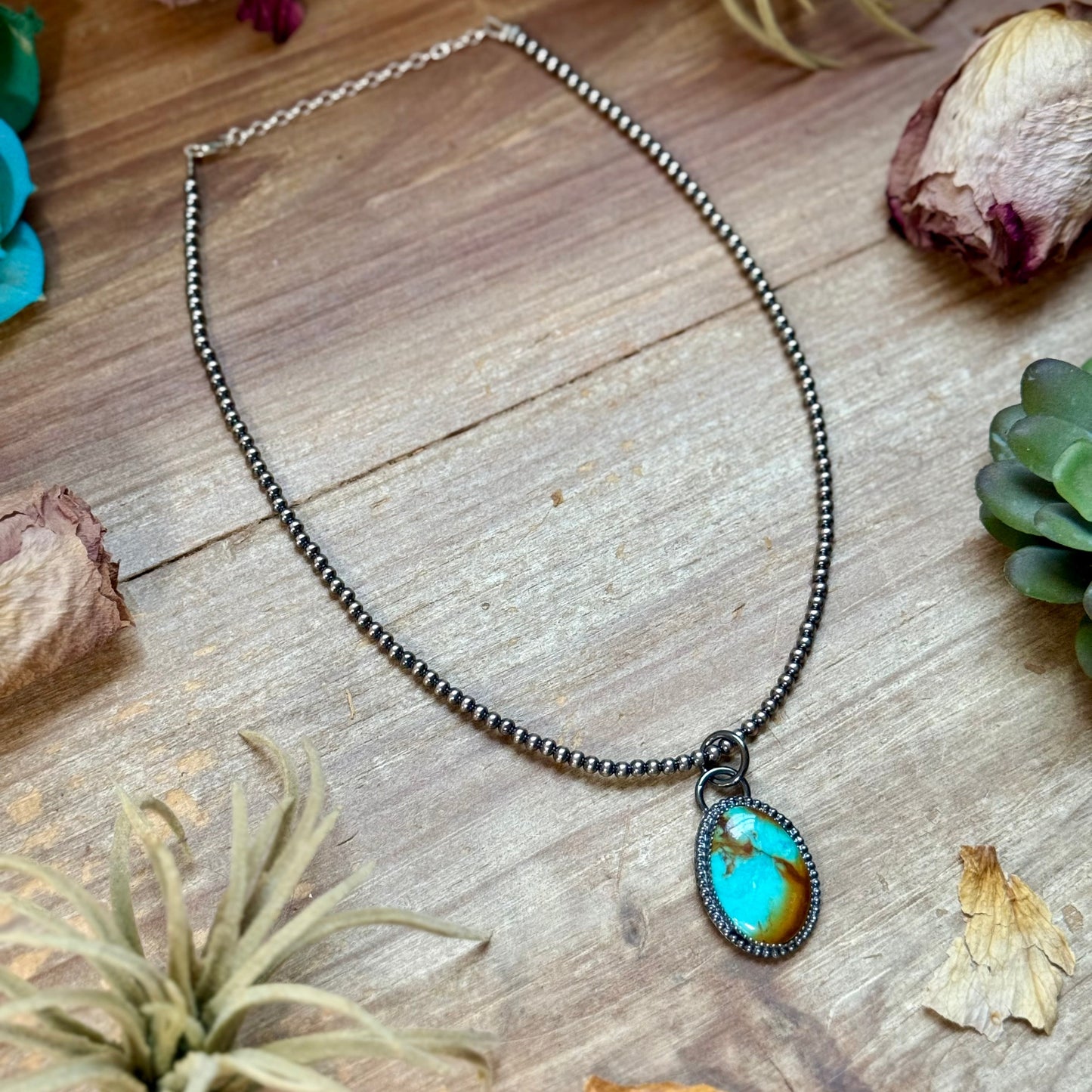 ***FREE Sterling Silver Pearl Necklace + MJ Oval Turquoise Pendant