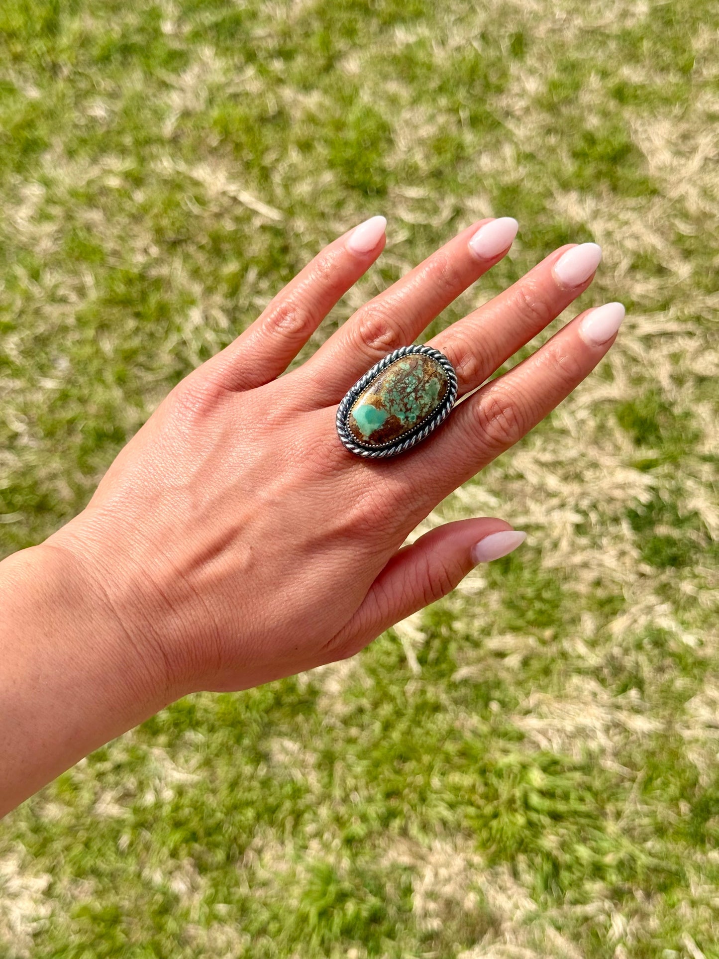 MJ Turquoise Ring – Sterling Silver Adjustable Band