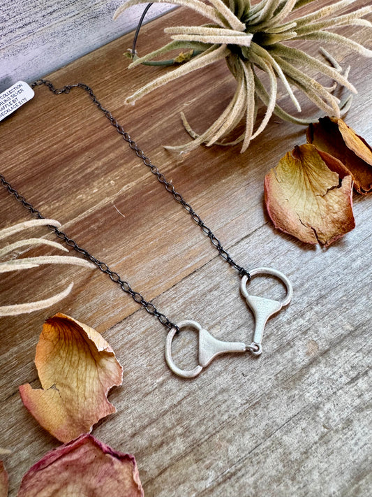 Snaffle Bit Pendant Necklace – Sterling Silver – 18 Inch