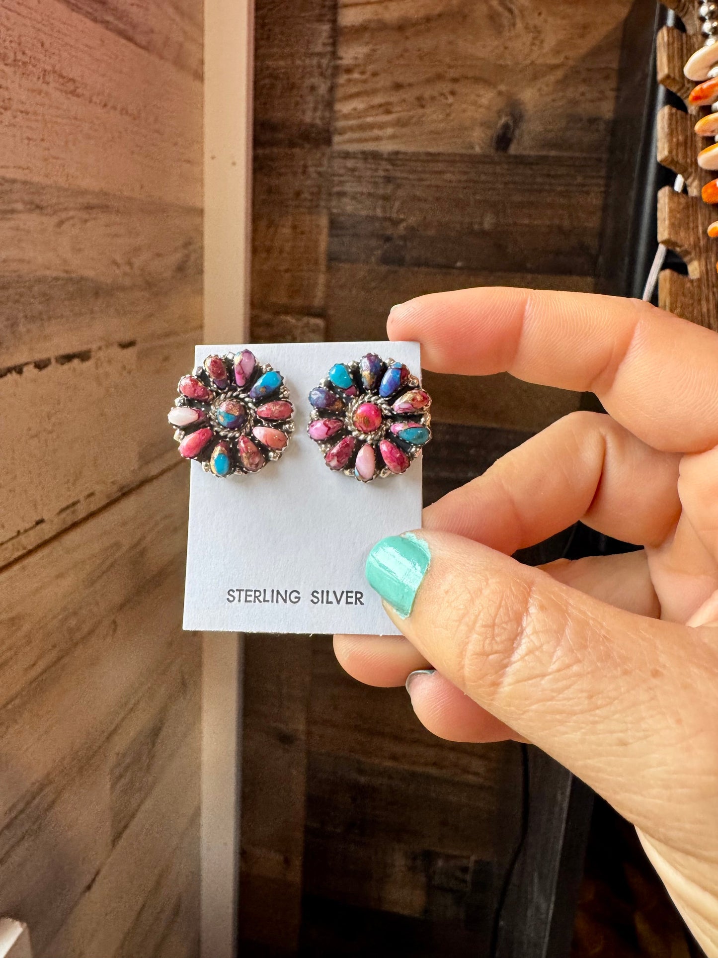 Full Cluster Earrings – Pink Dahlia Color & Sterling Silver