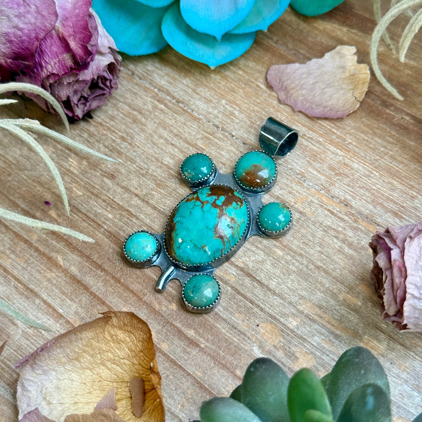 Turquoise Turtle Pendant – Sterling Silver fit 8 mm