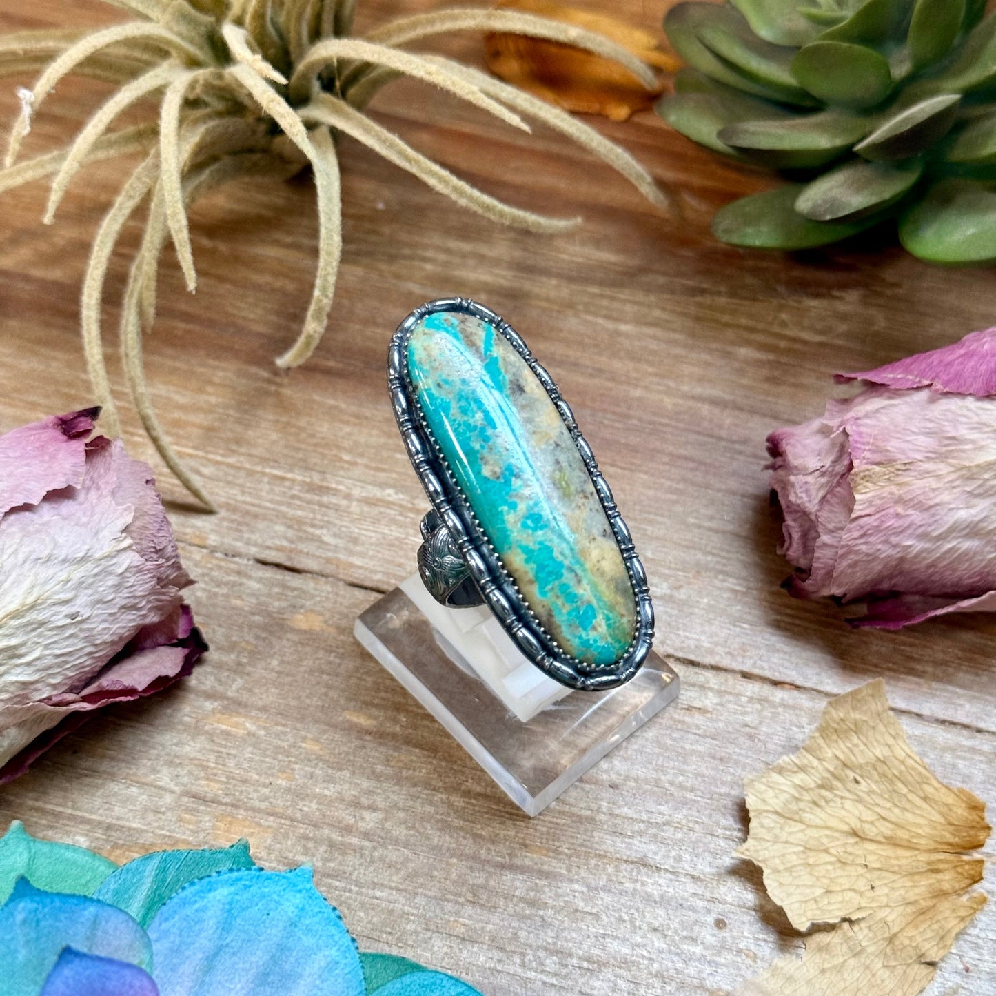 MJ Turquoise Ring – Sterling Silver Adjustable Band