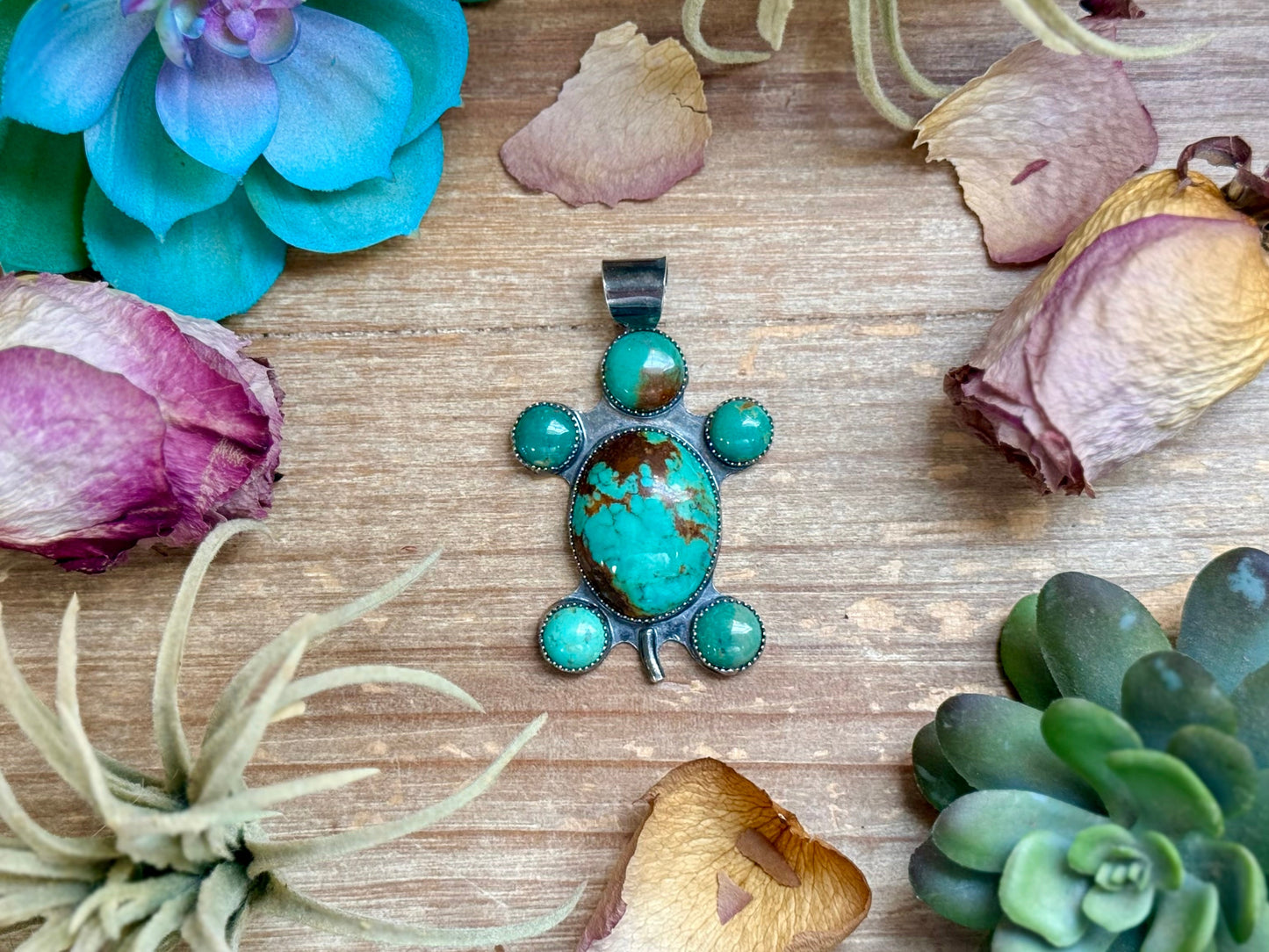 Turquoise Turtle Pendant – Sterling Silver fit 8 mm
