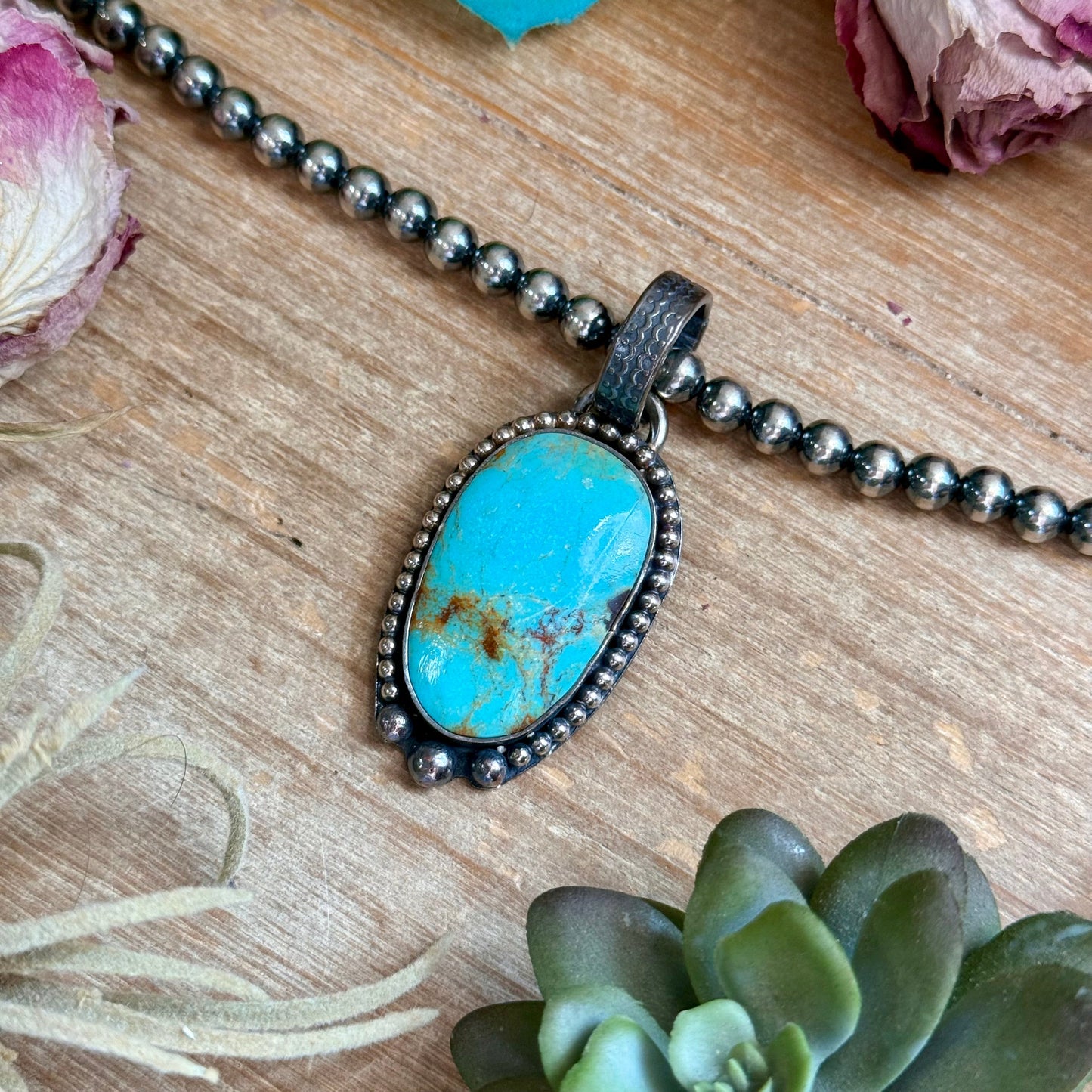 MJ Pendant - Copper & Sterling Silver Turquoise Pendant