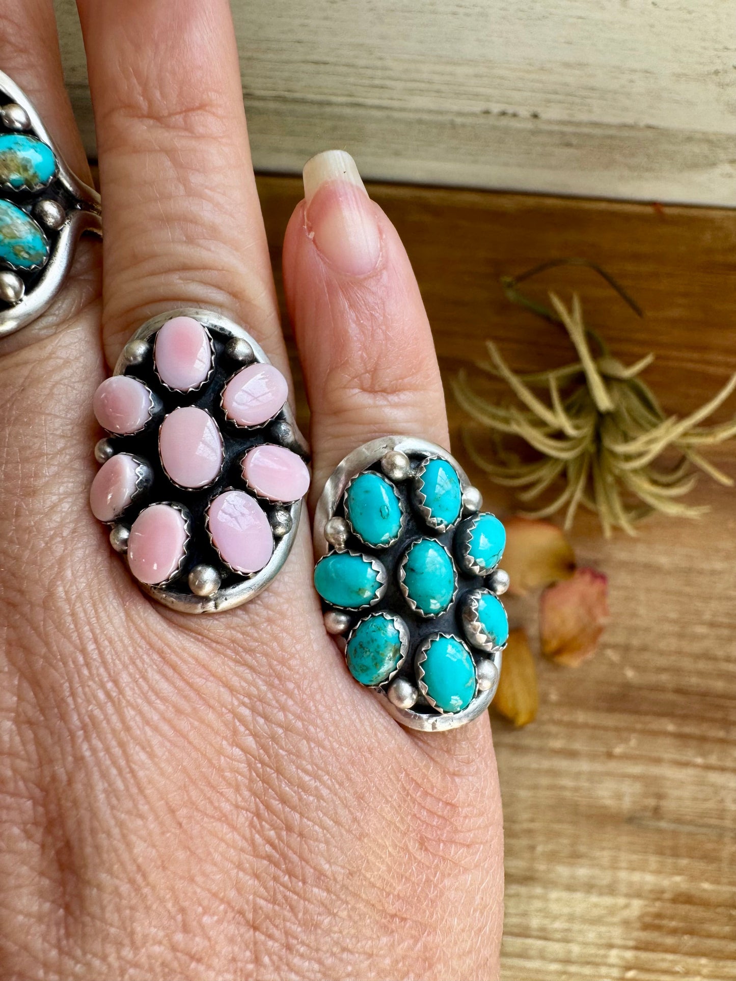 Stamp Yazzie Ring – Pick Your Color: Turquoise, Pink Conch, or Spiny Oyster size 7