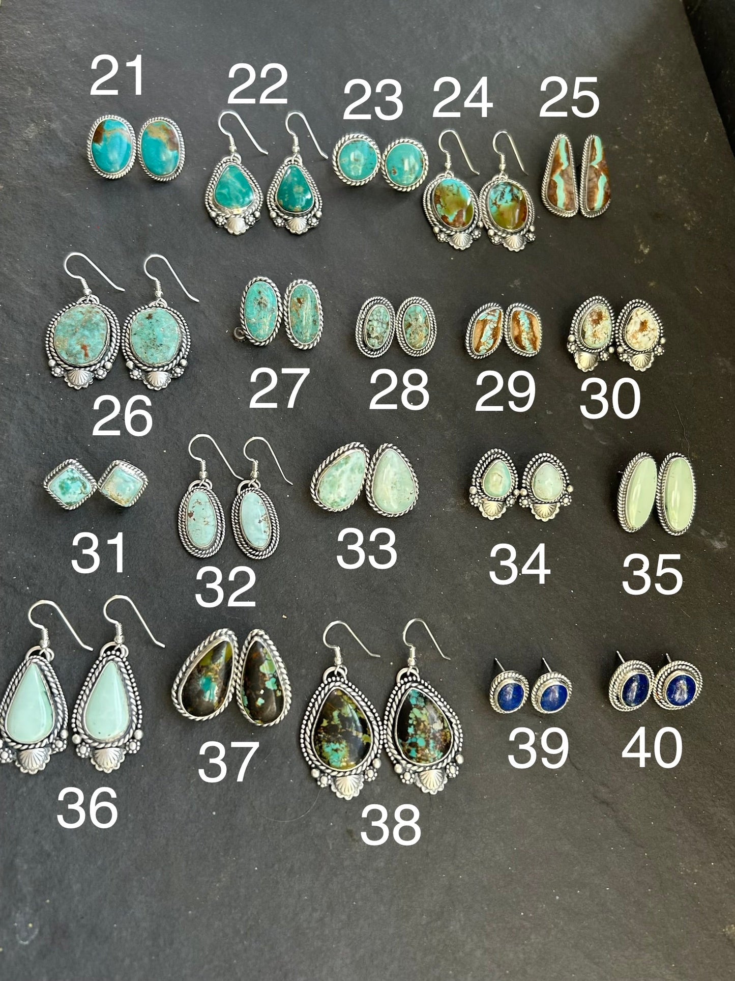 31 - Sterling Silver Dry Creek Turquoise Stud Earrings by Jason Ogg