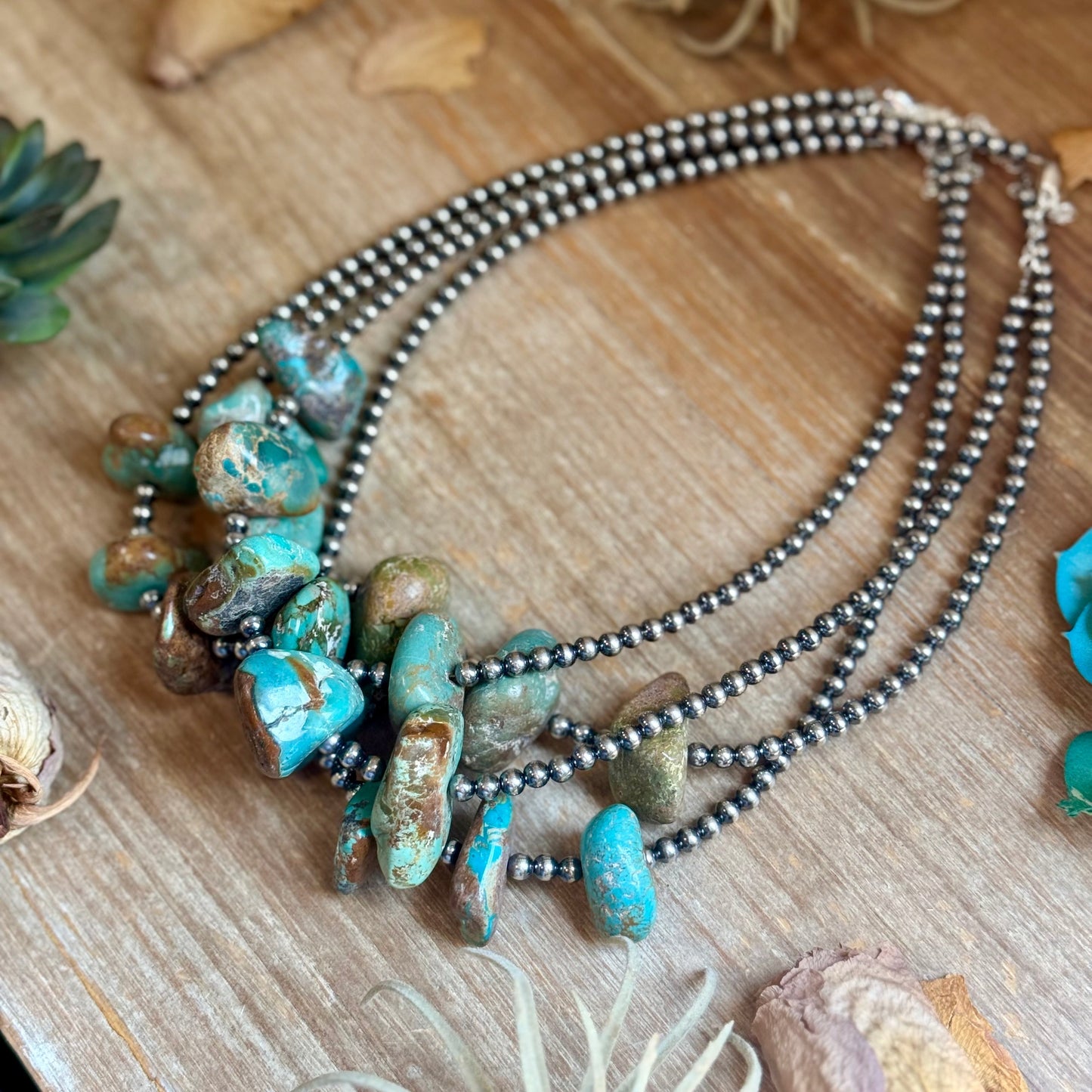 Chunky Green Turquoise Nugget Necklace – 19" Plus Extender