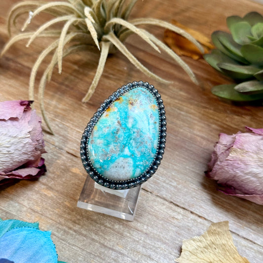 MJ Turquoise Ring – Sterling Silver Adjustable Band