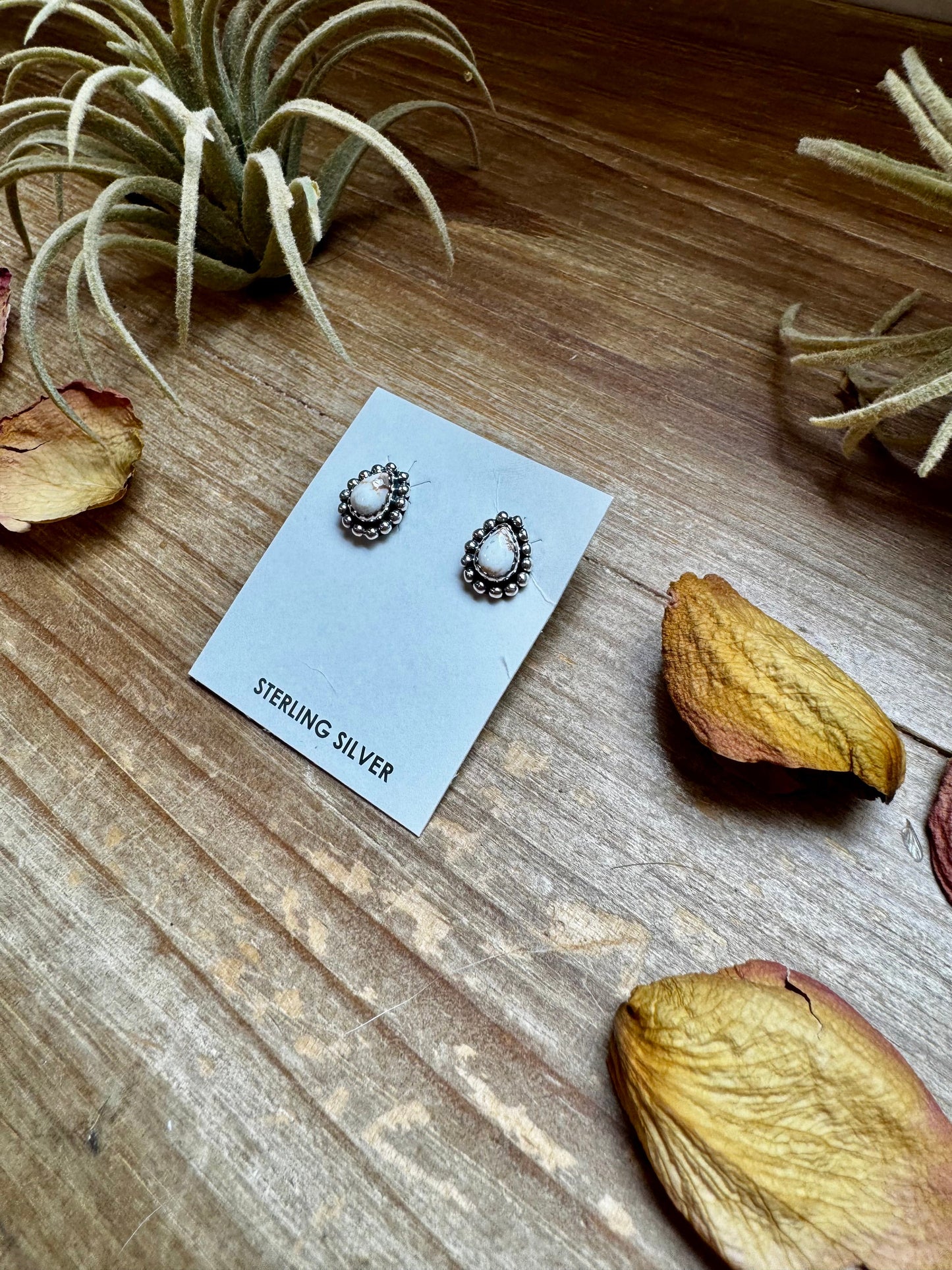 Wild Horse Teardrop Stud Earrings – Sterling Silver, Small