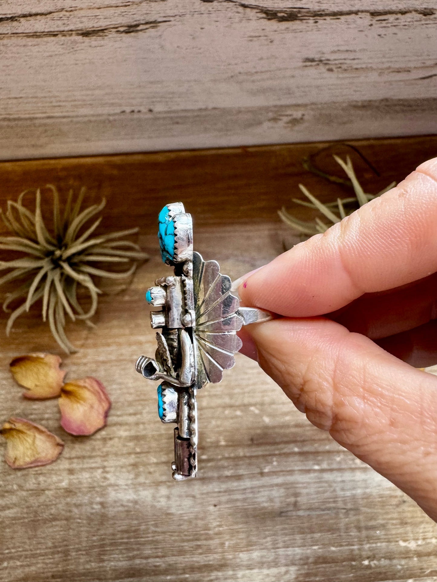 The Kachina Ring – Size 8 – Sterling Silver – Kingman Turquoise – Navajo Handmade