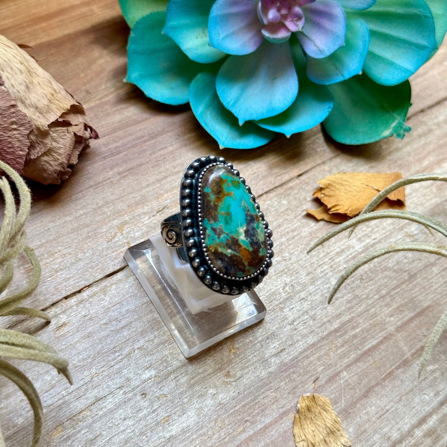 MJ Ring Pear-Shaped Turquoise Sterling Silver