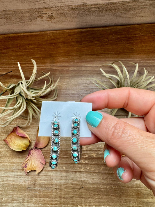 Snake Eye Hoop Earrings – Kingman Turquoise & Sterling Silver