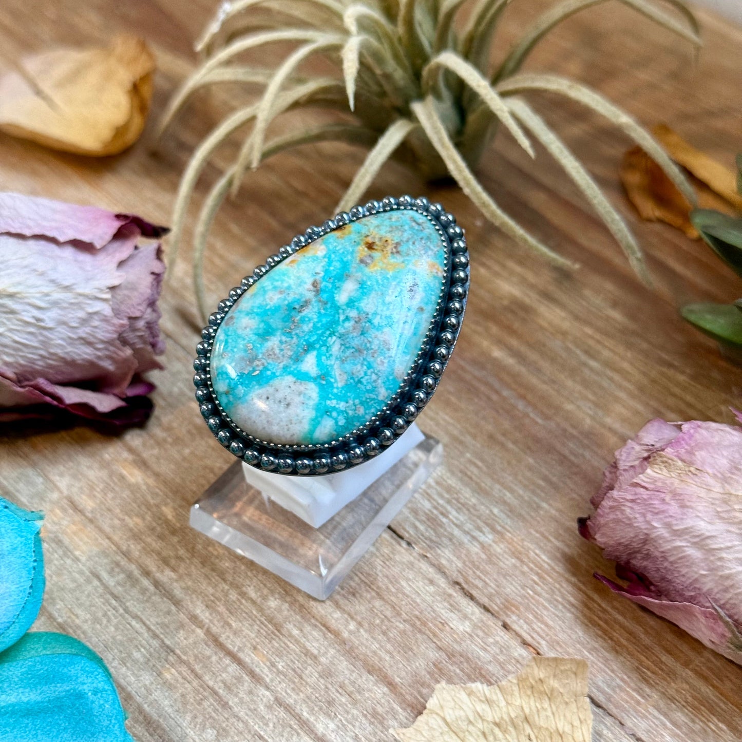 MJ Turquoise Ring – Sterling Silver Adjustable Band