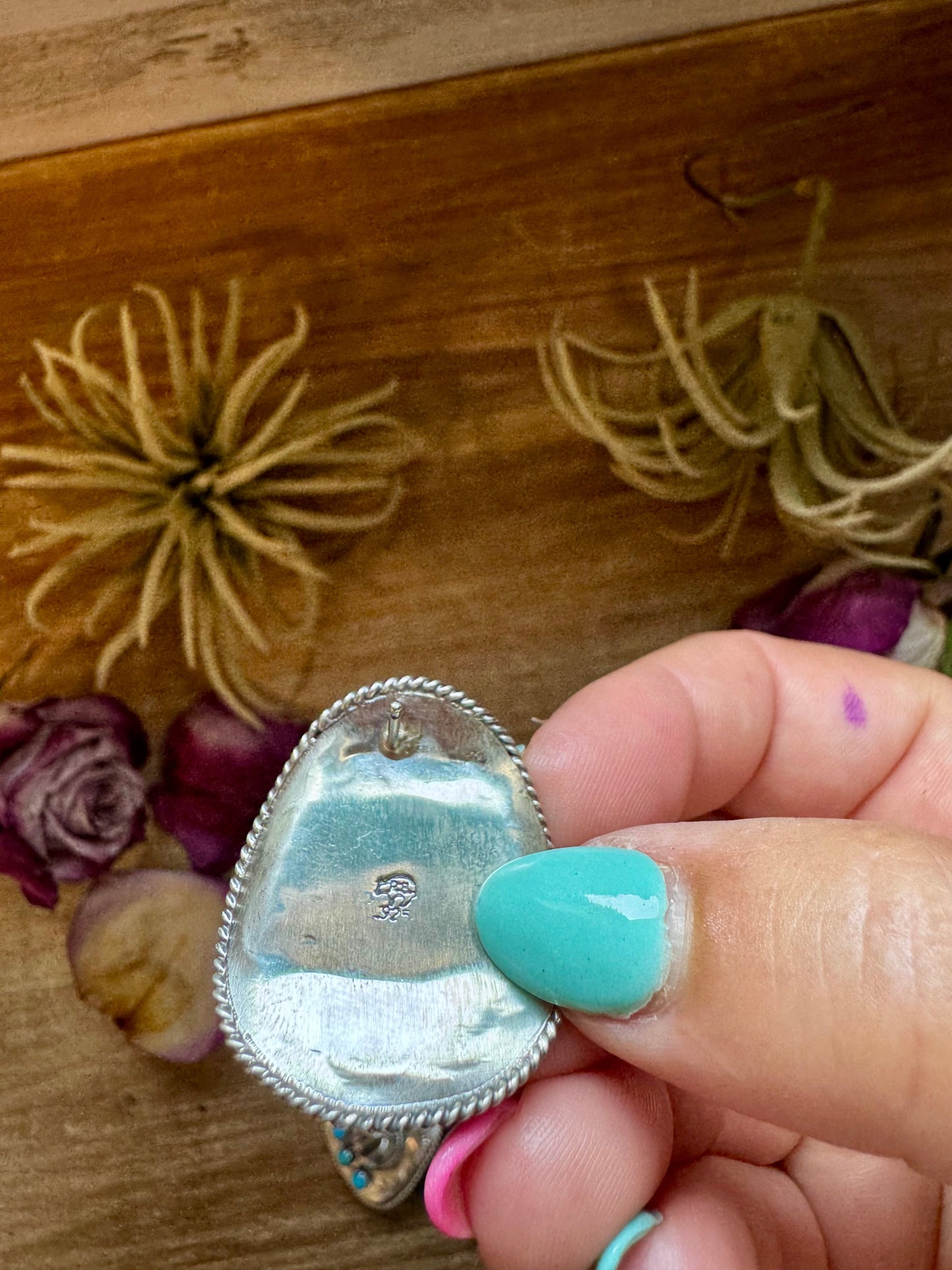 Cowboy Hat Stud Earrings with Kingman Turquoise – Sterling Silver – Native Made by Bobby Platero