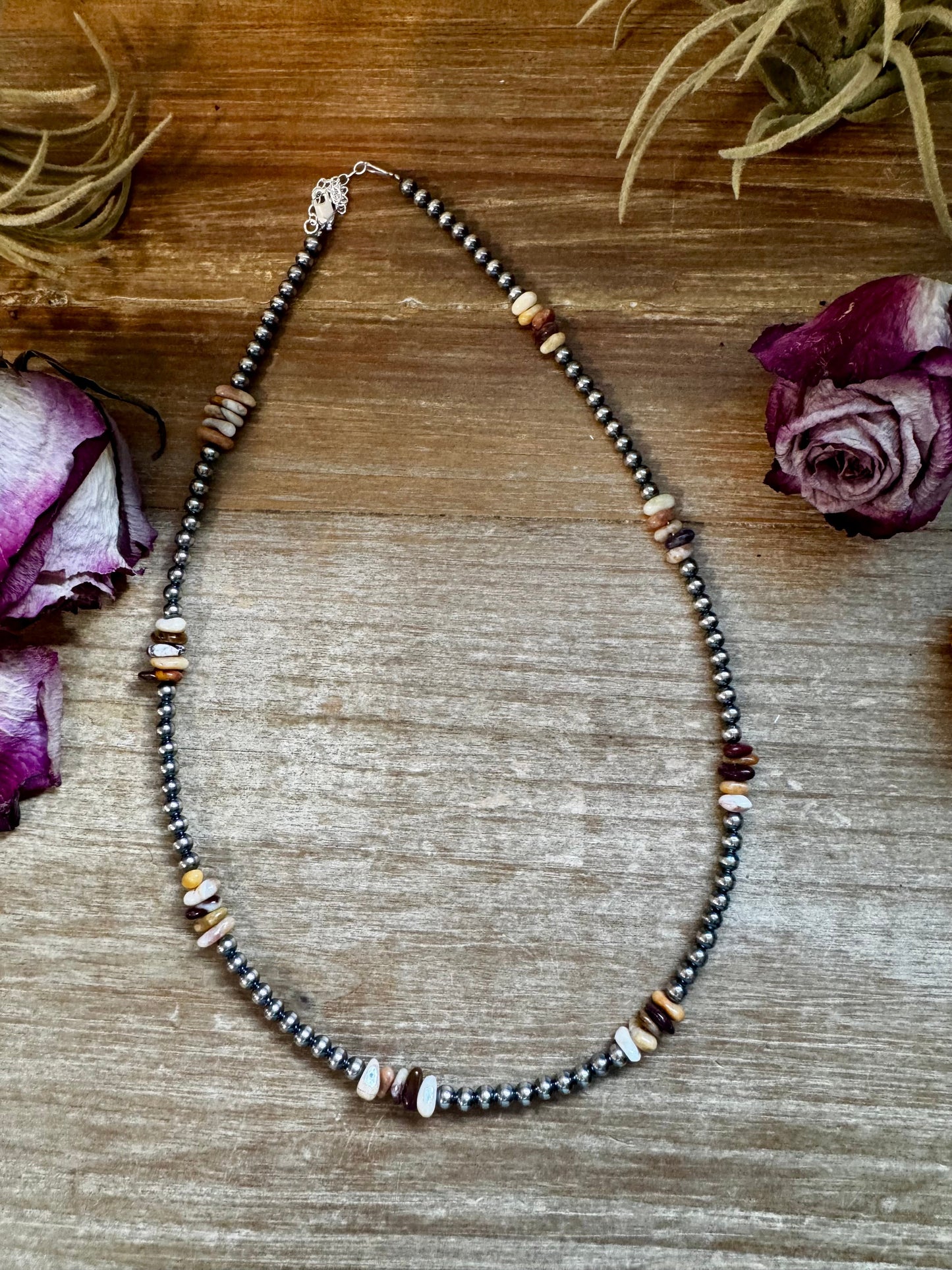 Nevada Opal & Sterling Silver Pearl Necklace – 4mm – Handmade by The Bijoux FAB – 19”