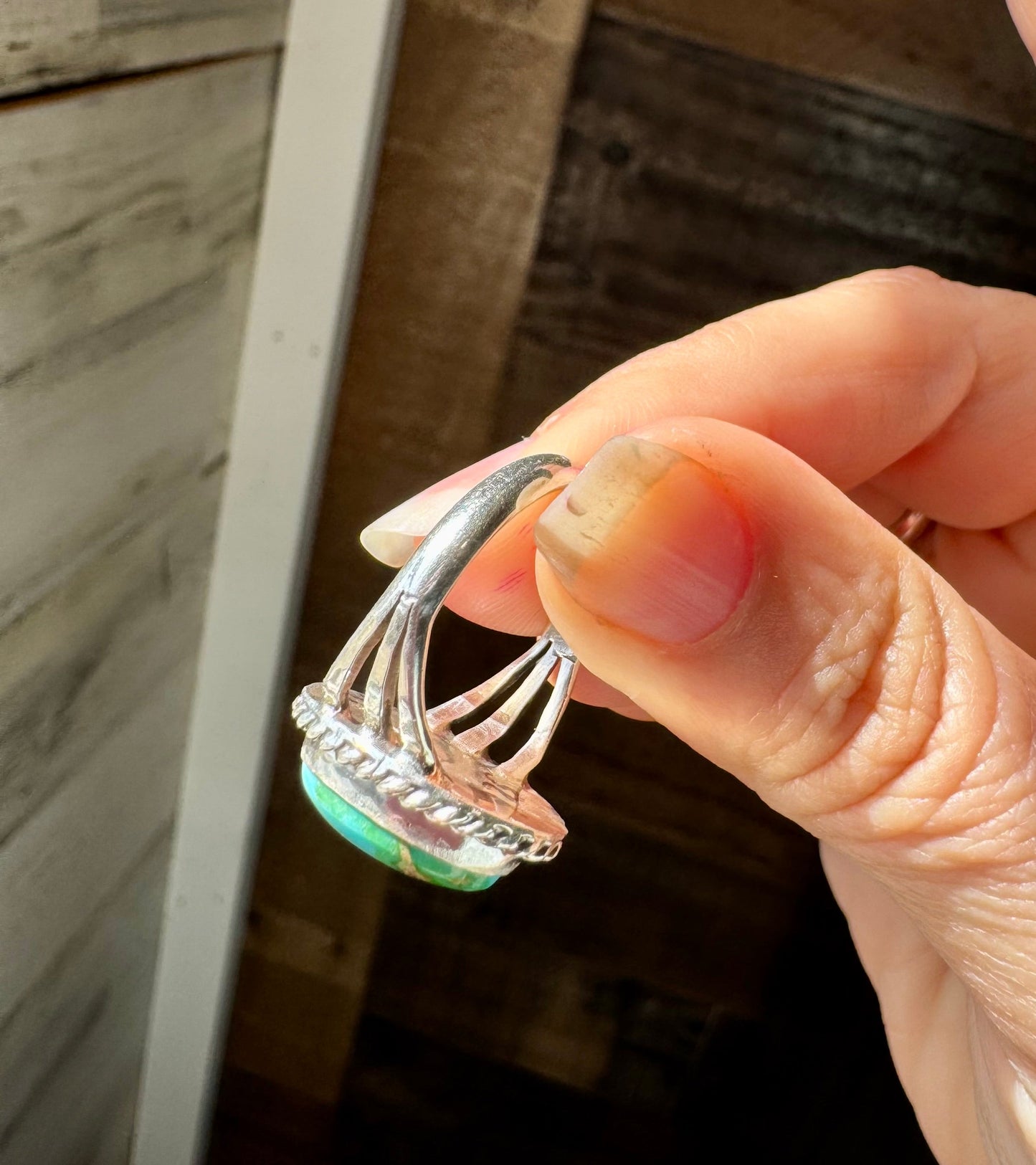 Sonoran Gold Turquoise Ring – Size 7.5 or 8, Sterling Silver