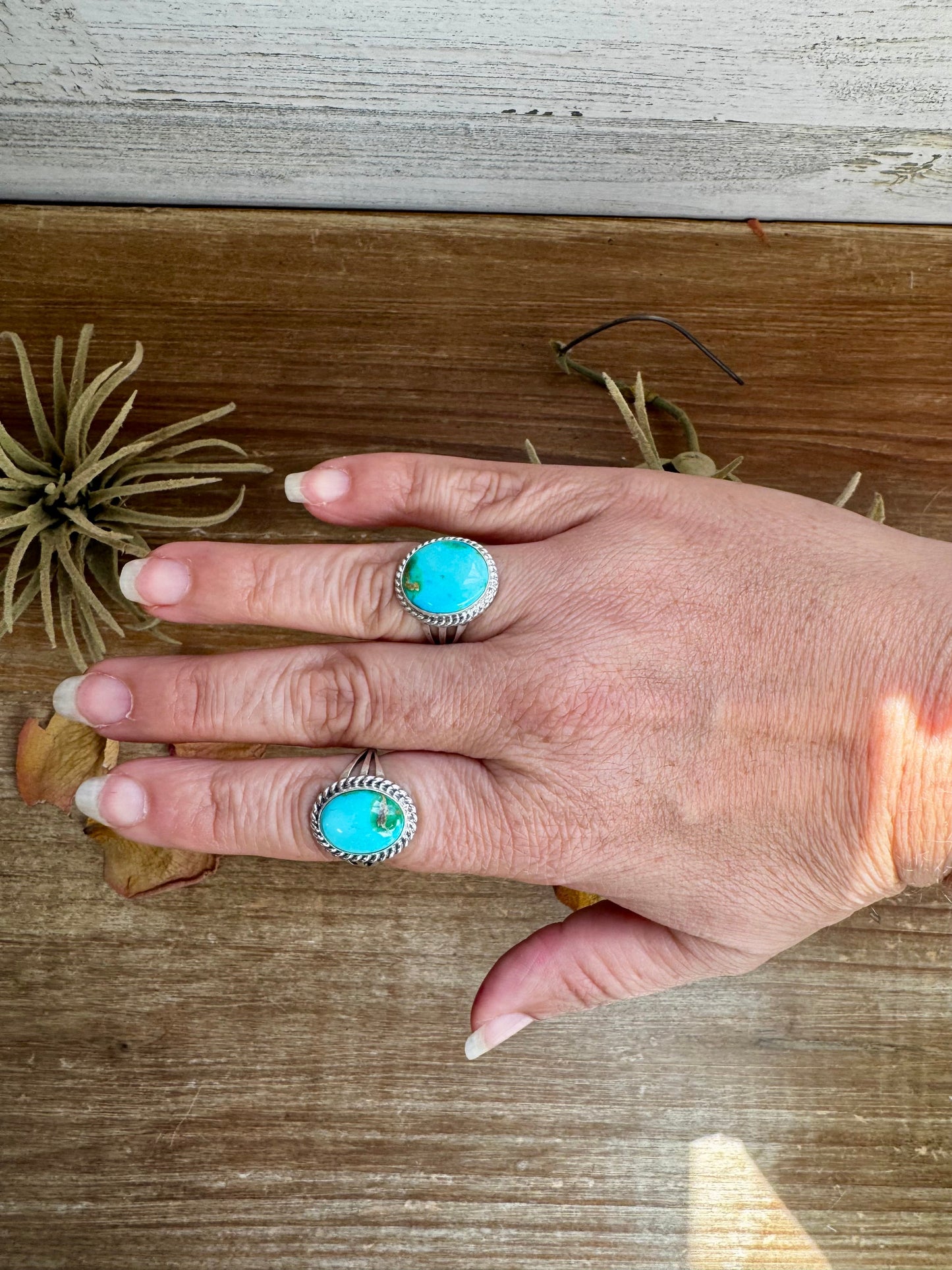 Sonoran Gold Turquoise Ring – Size 7.5 or 8, Sterling Silver