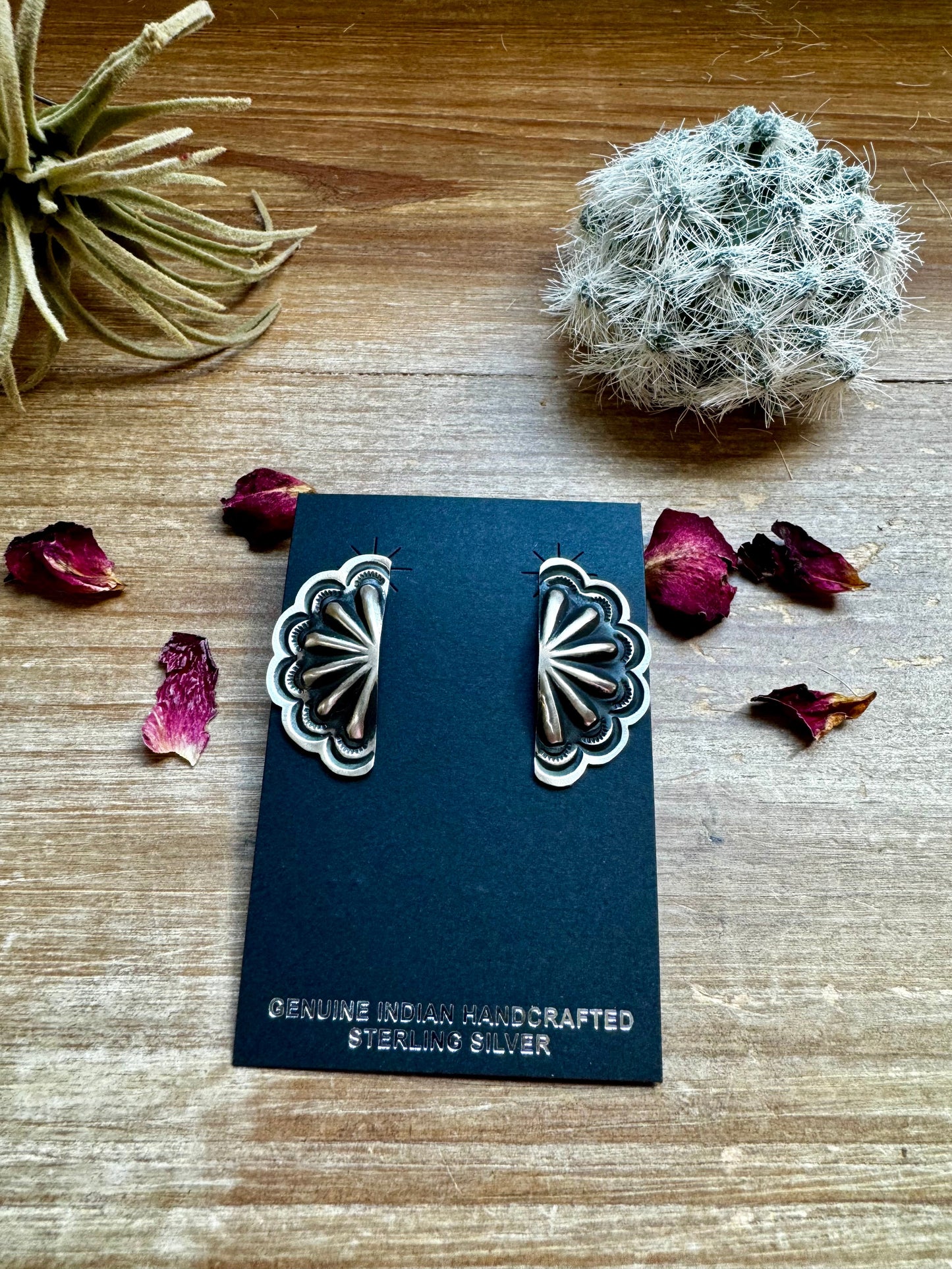 Big Half Cluster Sterling silver stud earrings