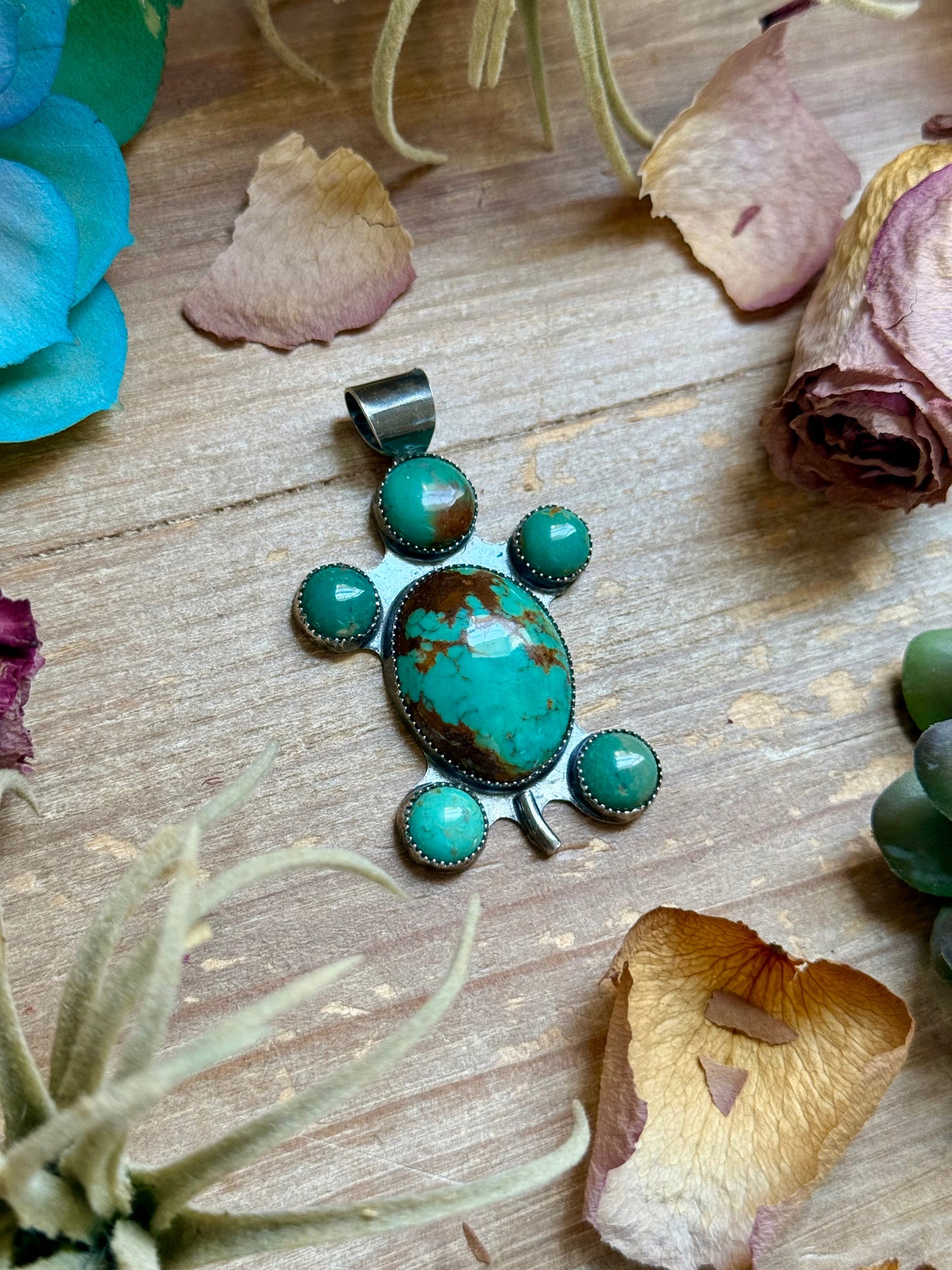 Turquoise Turtle Pendant – Sterling Silver fit 8 mm
