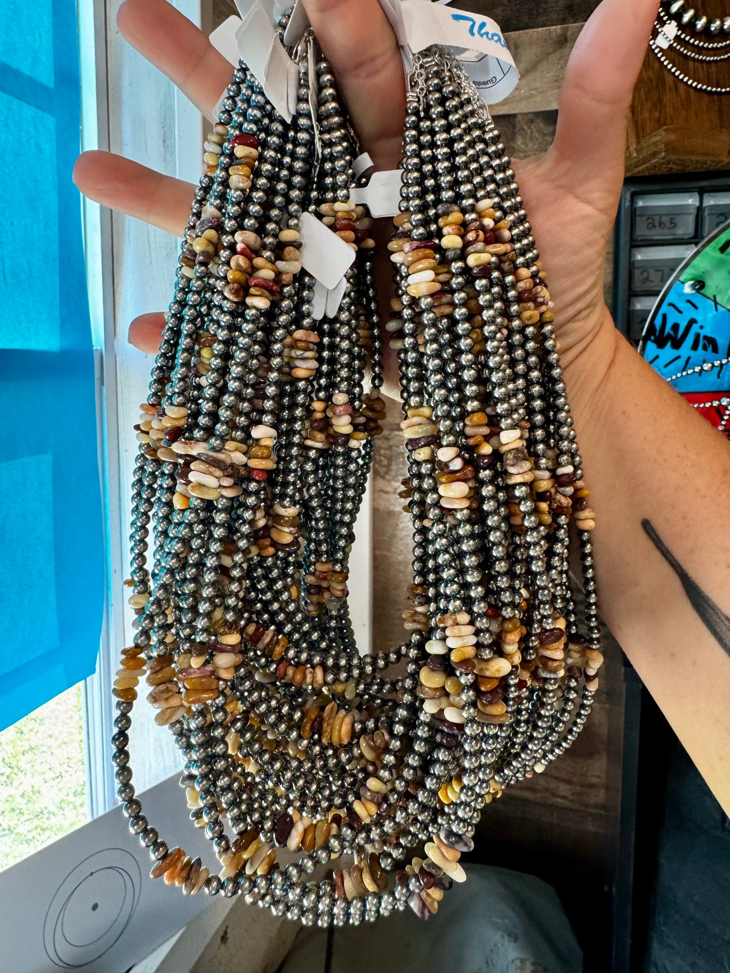 Nevada Opal & Sterling Silver Pearl Necklace – 4mm – Handmade by The Bijoux FAB – 19”