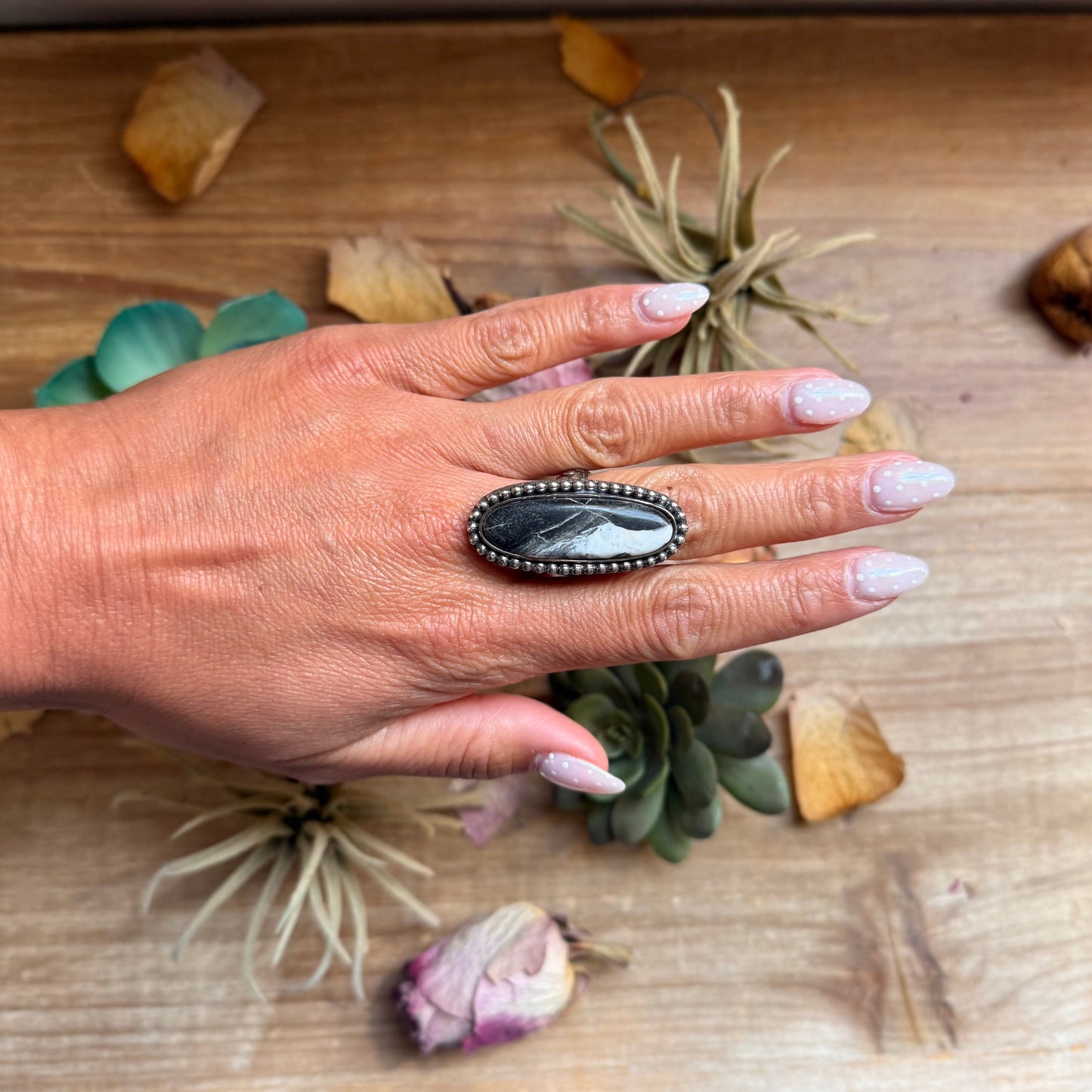 MJ Ring -White Buffalo Adjustable Ring