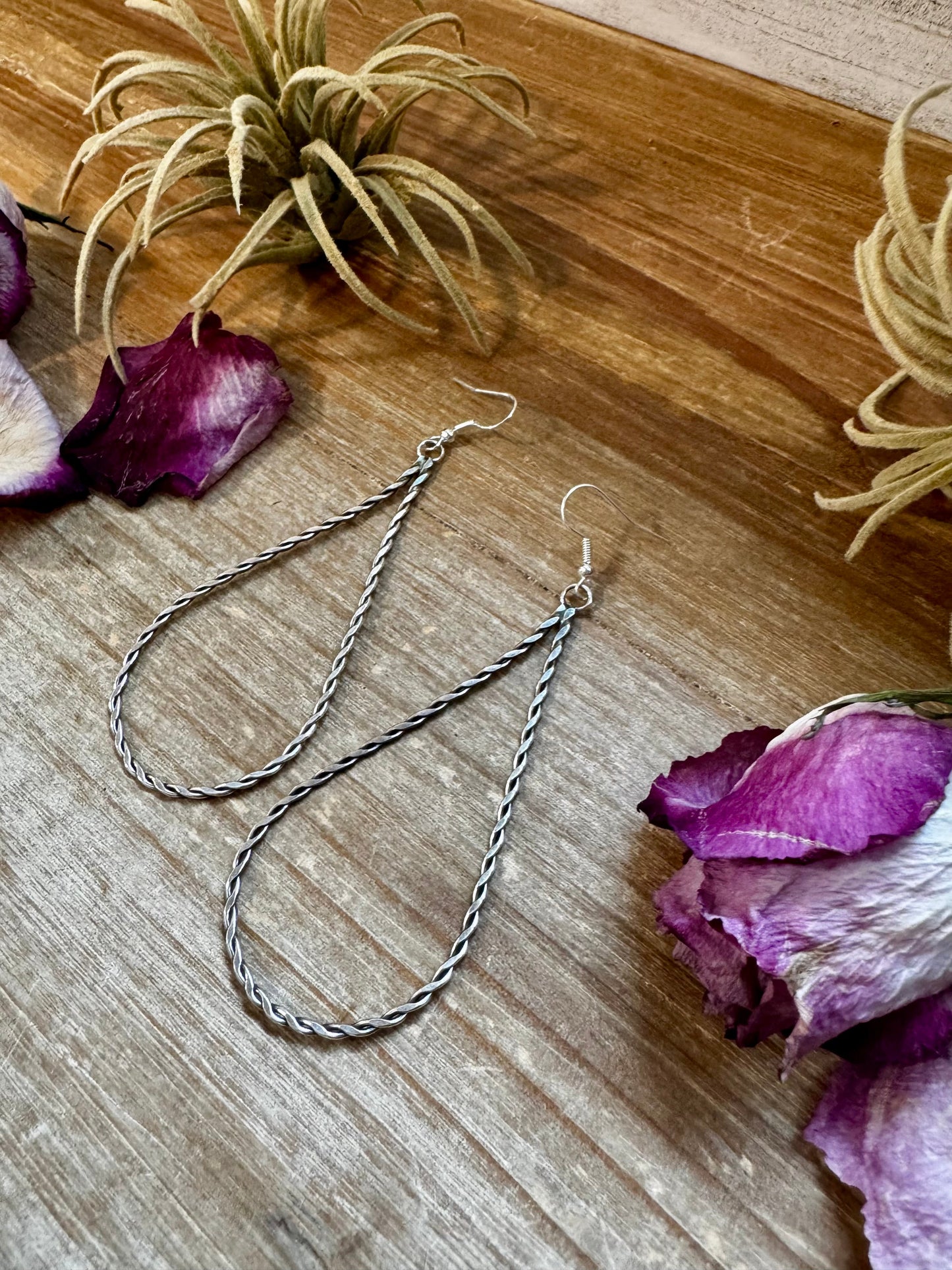 Sterling Silver Teardrop Rope Earrings – Lightweight