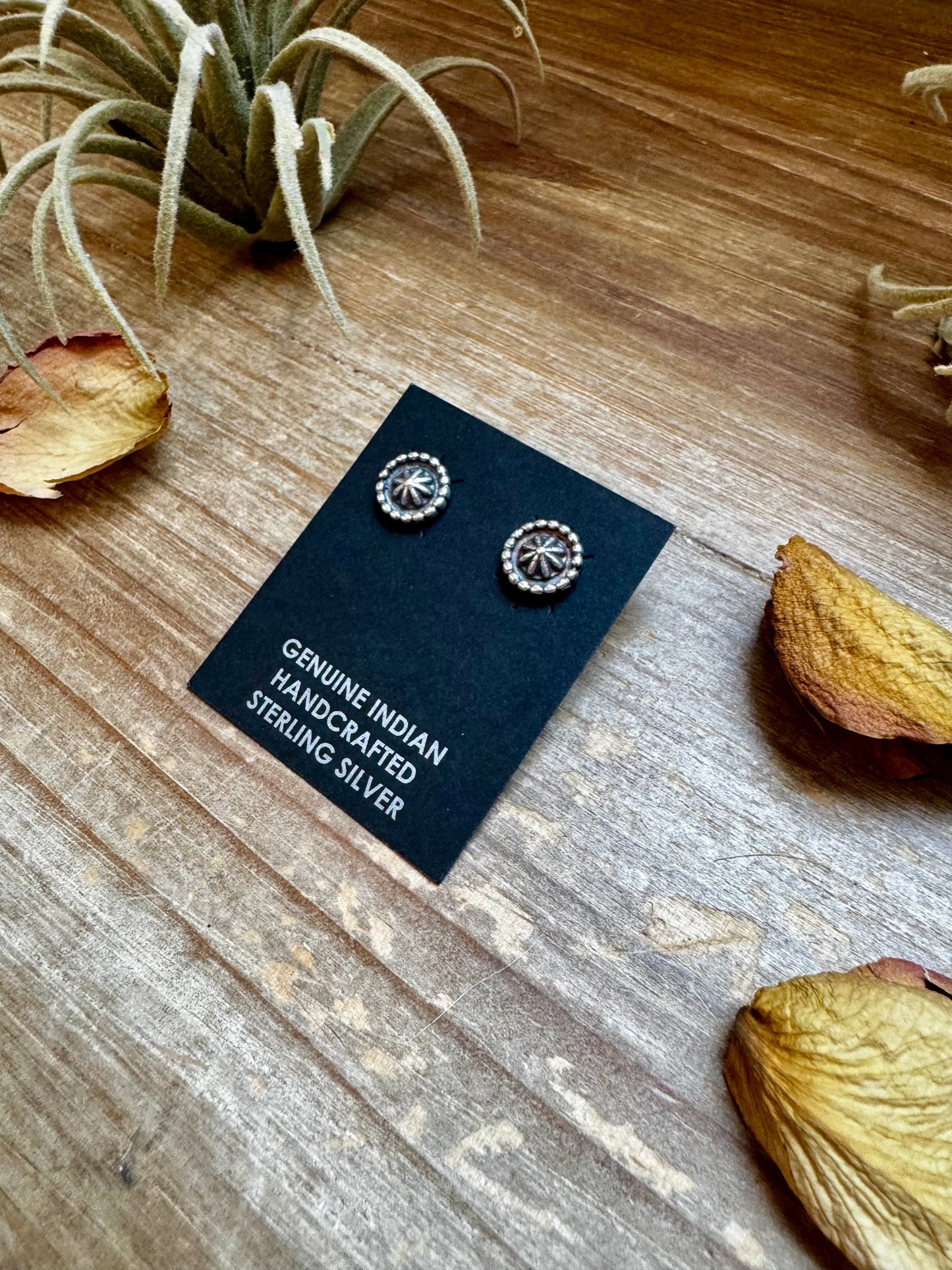 Mini Sterling Silver Stud Earrings – Detailed Design