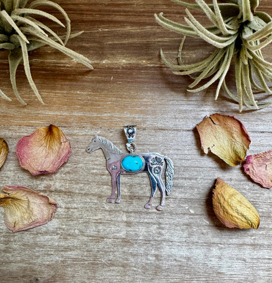The Devon - Horse-Shaped Pendant with Kingman Turquoise