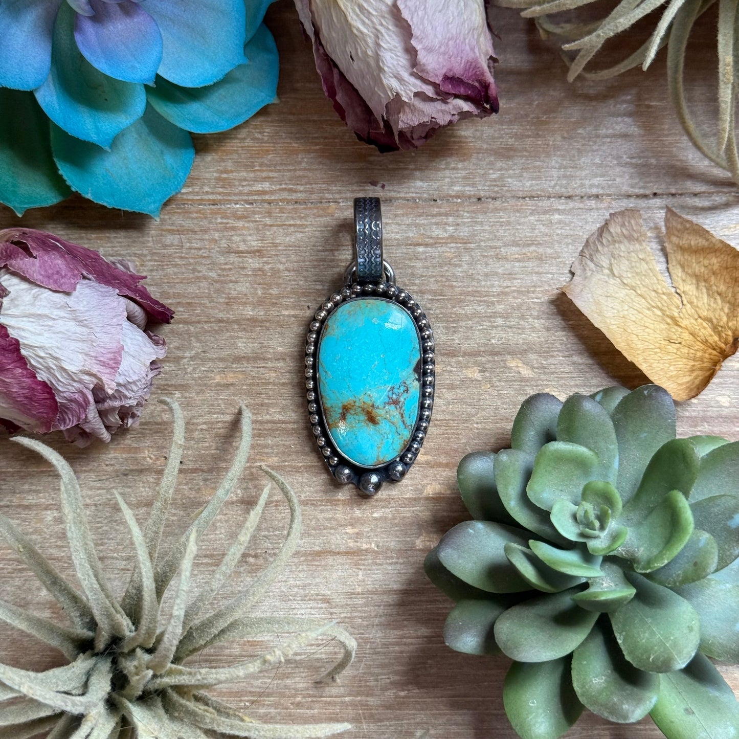 MJ Pendant - Copper & Sterling Silver Turquoise Pendant