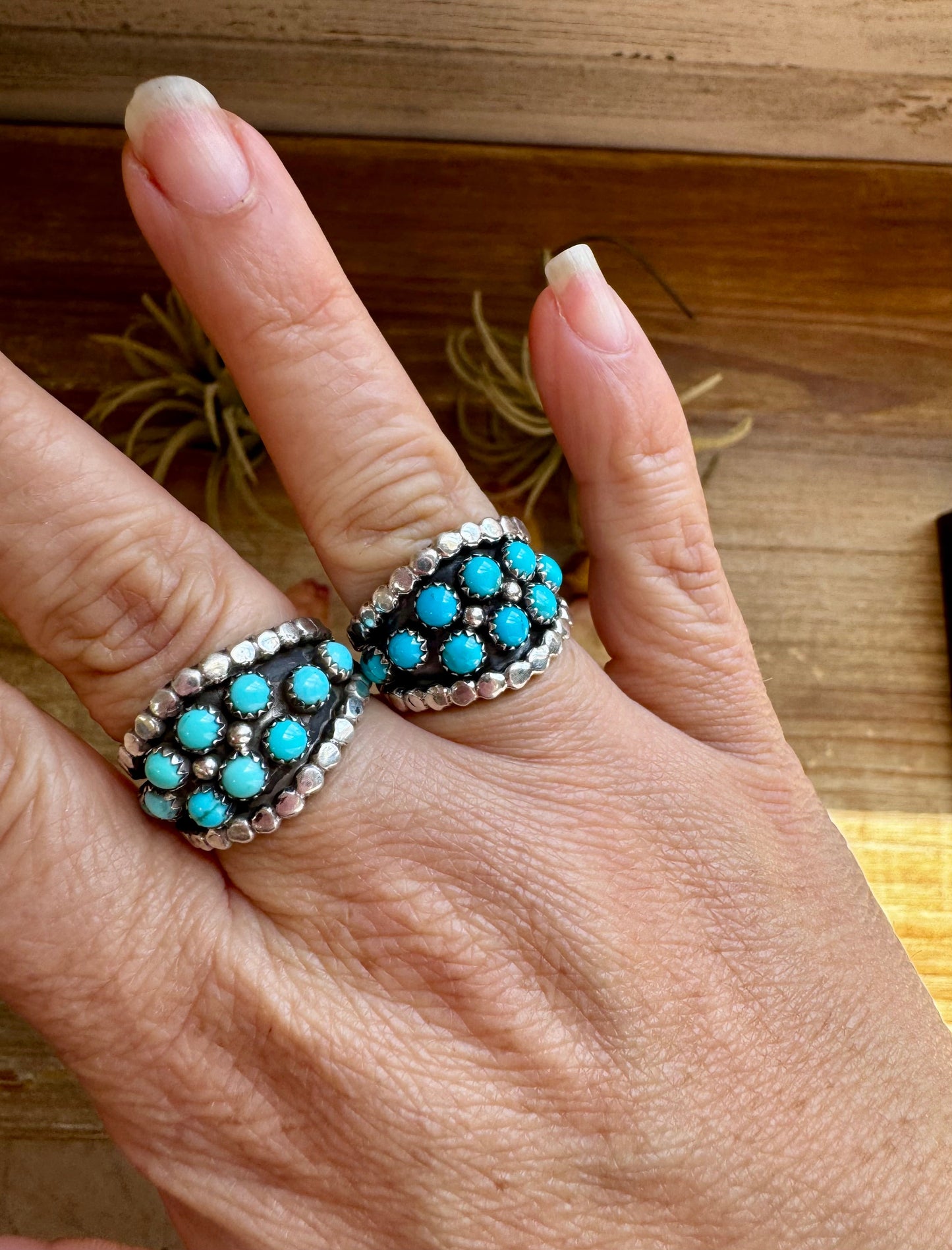 Multi-Stone Kingman Turquoise Ring – Roberta Begay – Size 7 or 9