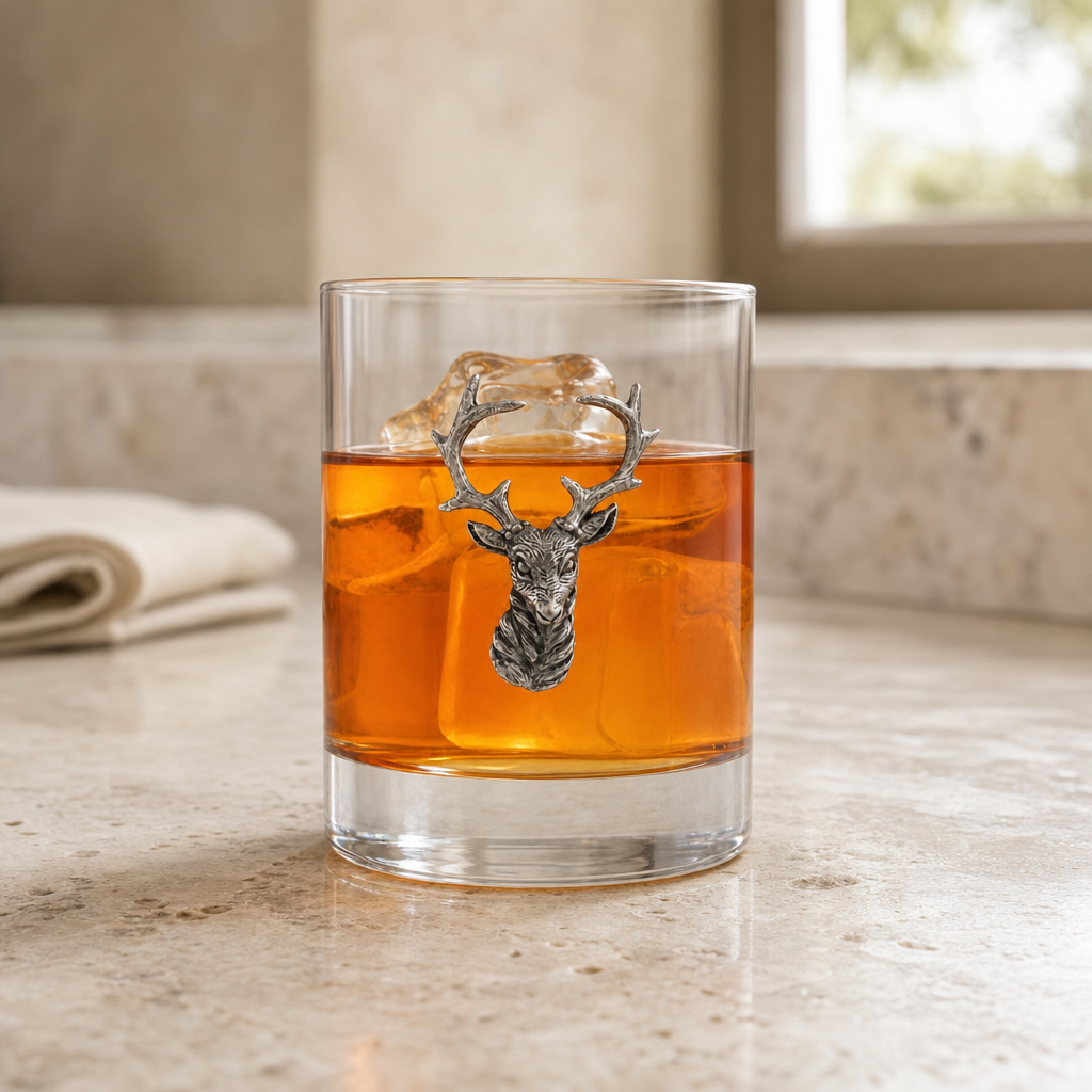 Elk Head Double Old Fashion Bar Glass
