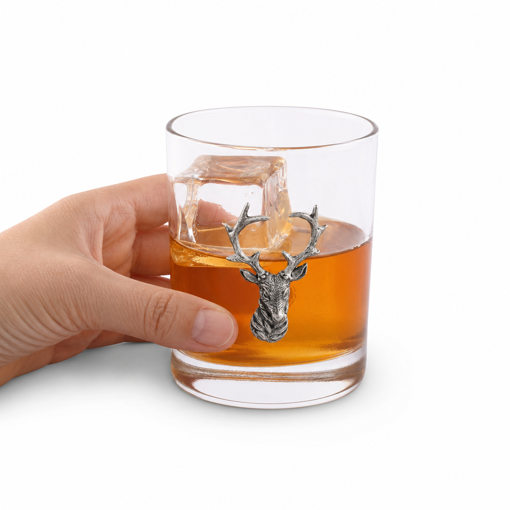 Elk Head Double Old Fashion Bar Glass