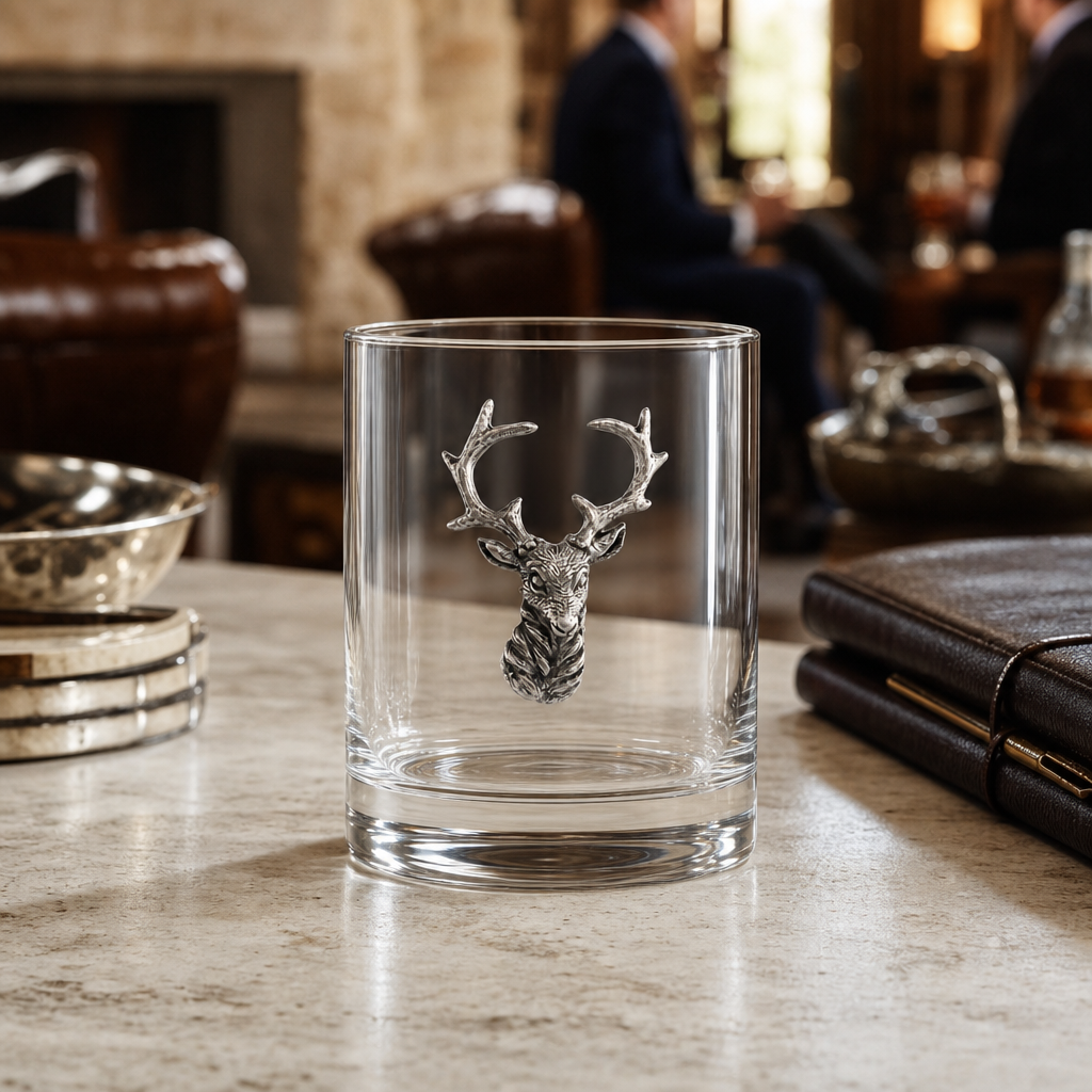 Elk Head Double Old Fashion Bar Glass