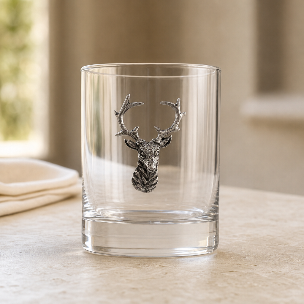 Elk Head Double Old Fashion Bar Glass