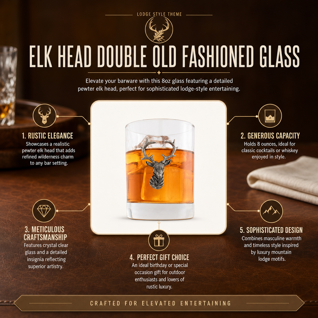 Elk Head Double Old Fashion Bar Glass