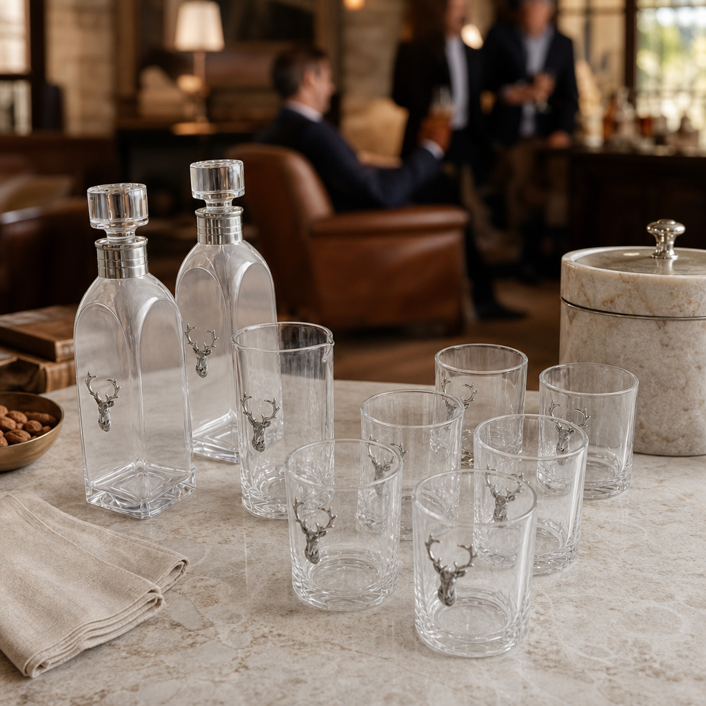 Elk Bust Glass Bar Set